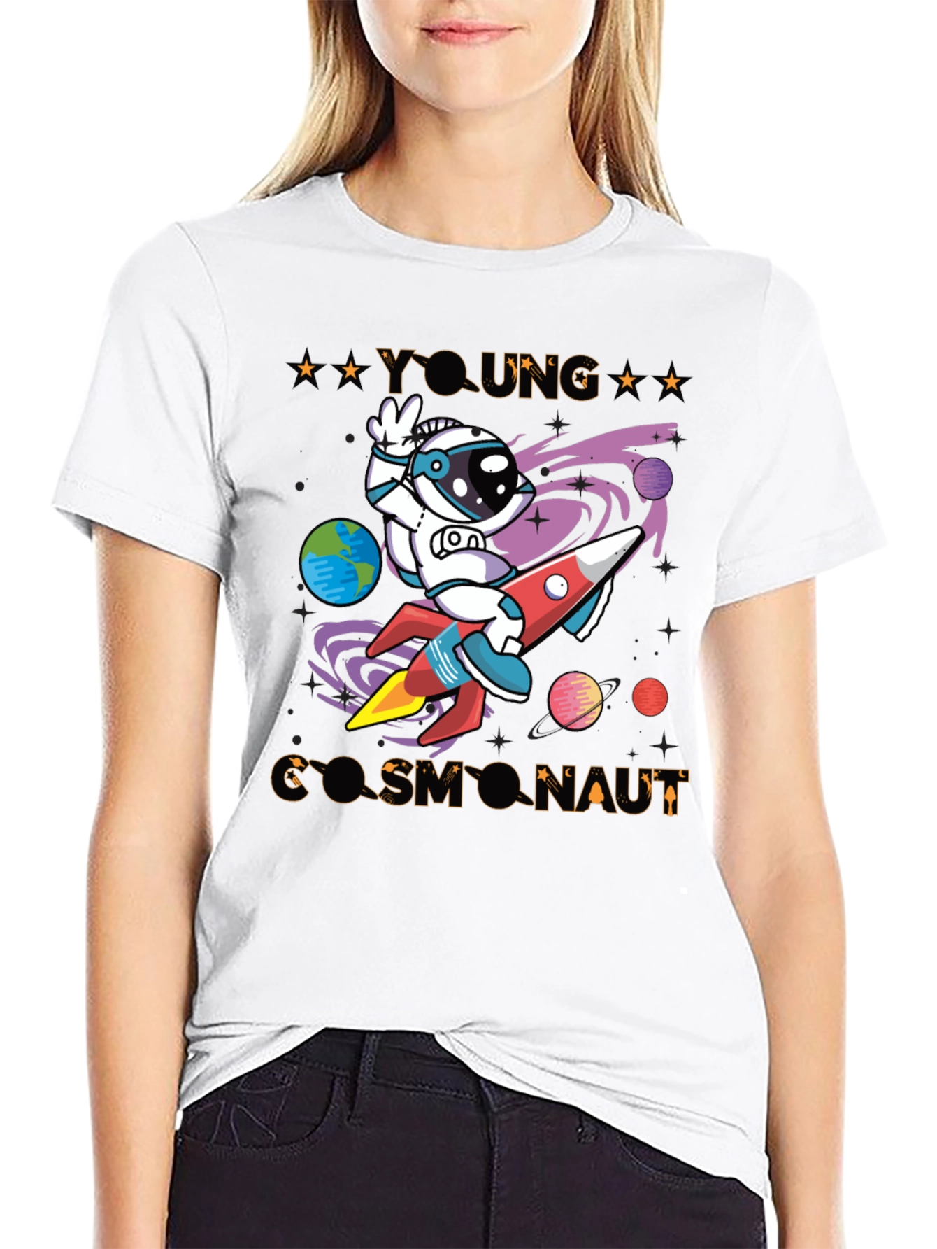 Black Young Astronaut T-Shirt - Space Adventure Tee view 9
