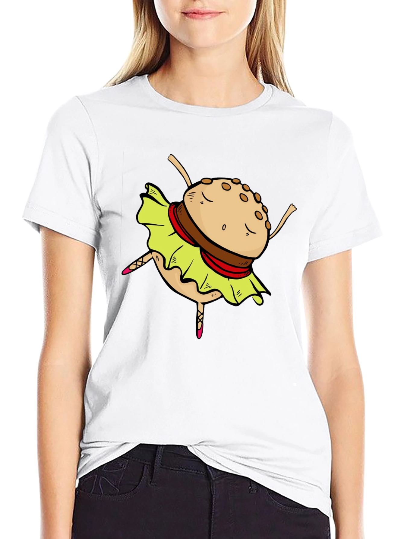 Black Burger Ballerina Graphic T-Shirt view 9