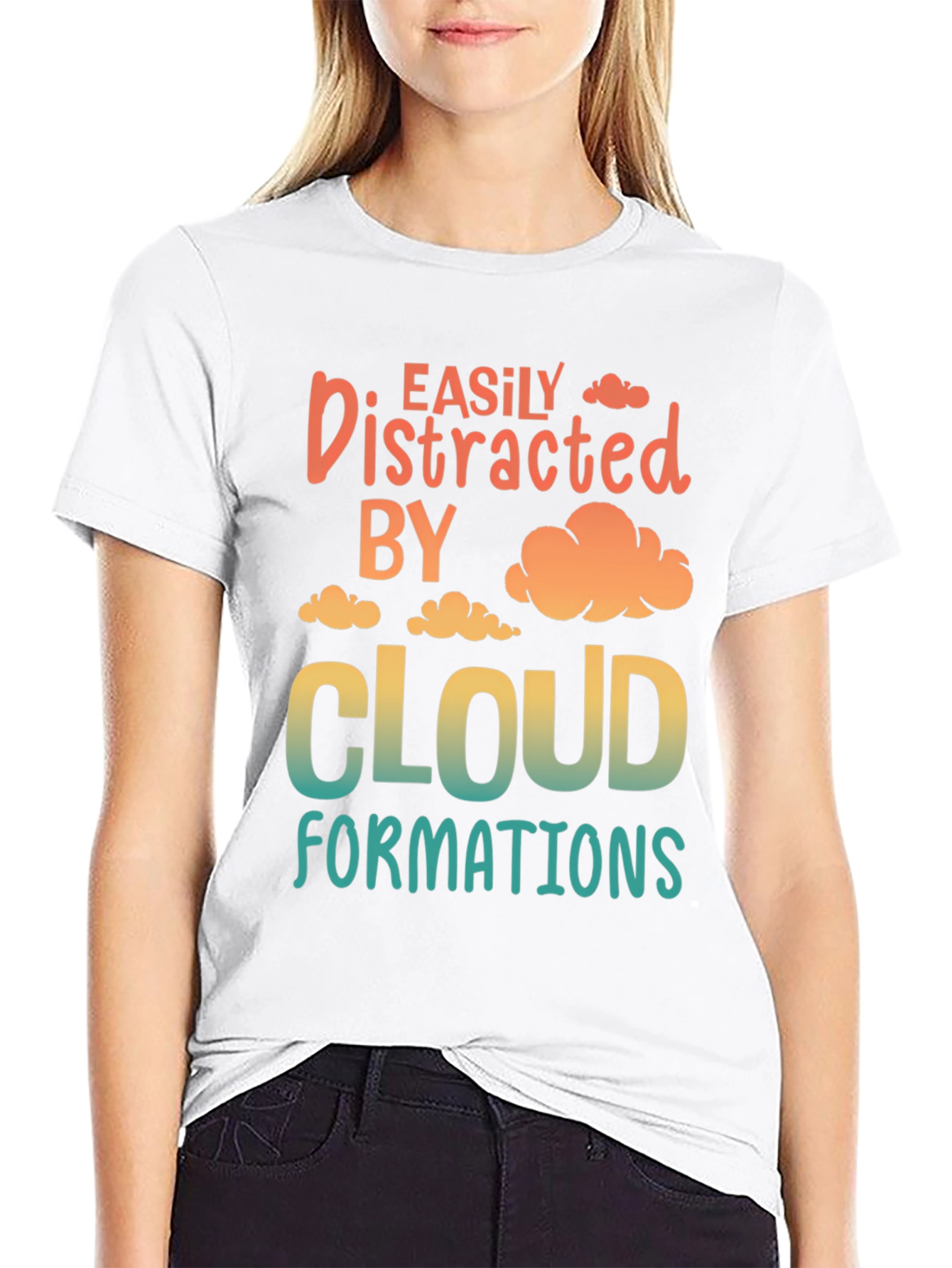 Black Easily Distracted By Cloud Formations T-Shirt view 9