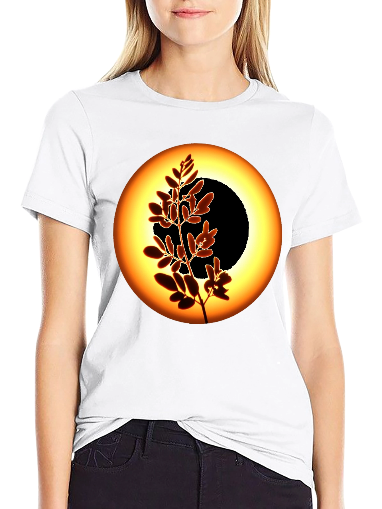 Black Eclipse Tree Graphic Tee - Black Cotton Blend view 9