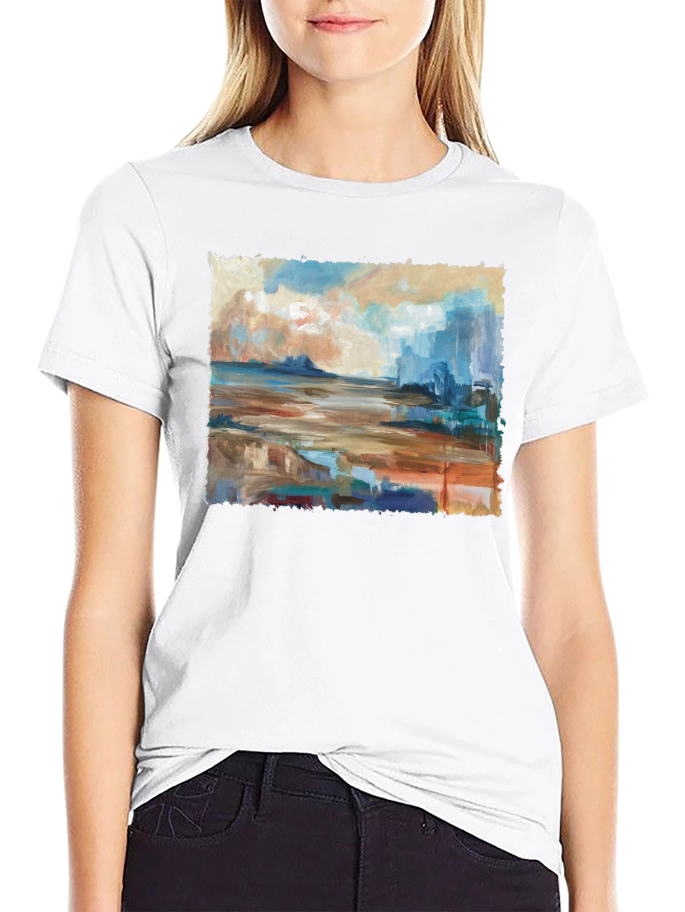 Black Abstract Seascape Graphic Tee view 9