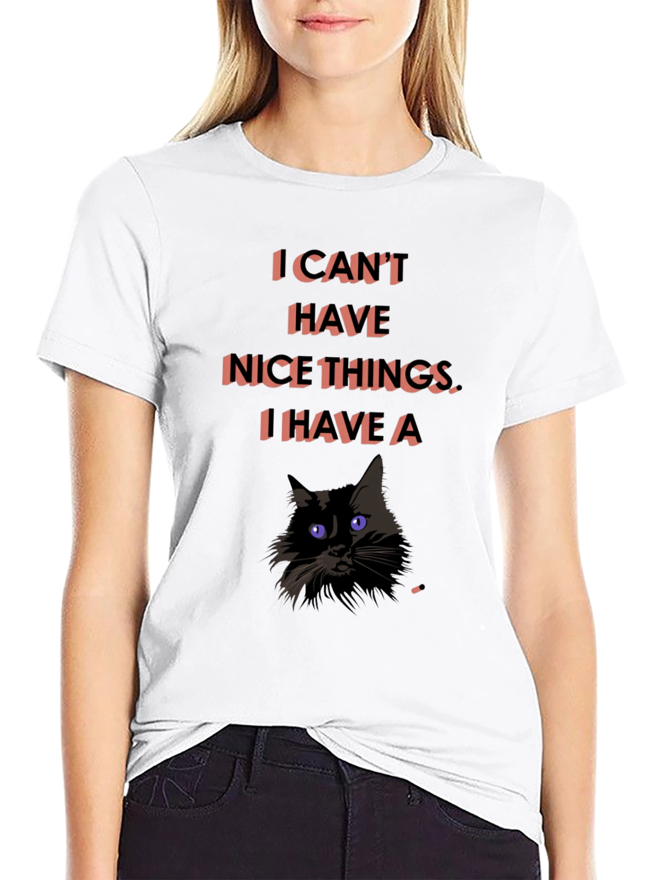 Black Funny Cat T-Shirt - I Can't Have Nice Things view 9