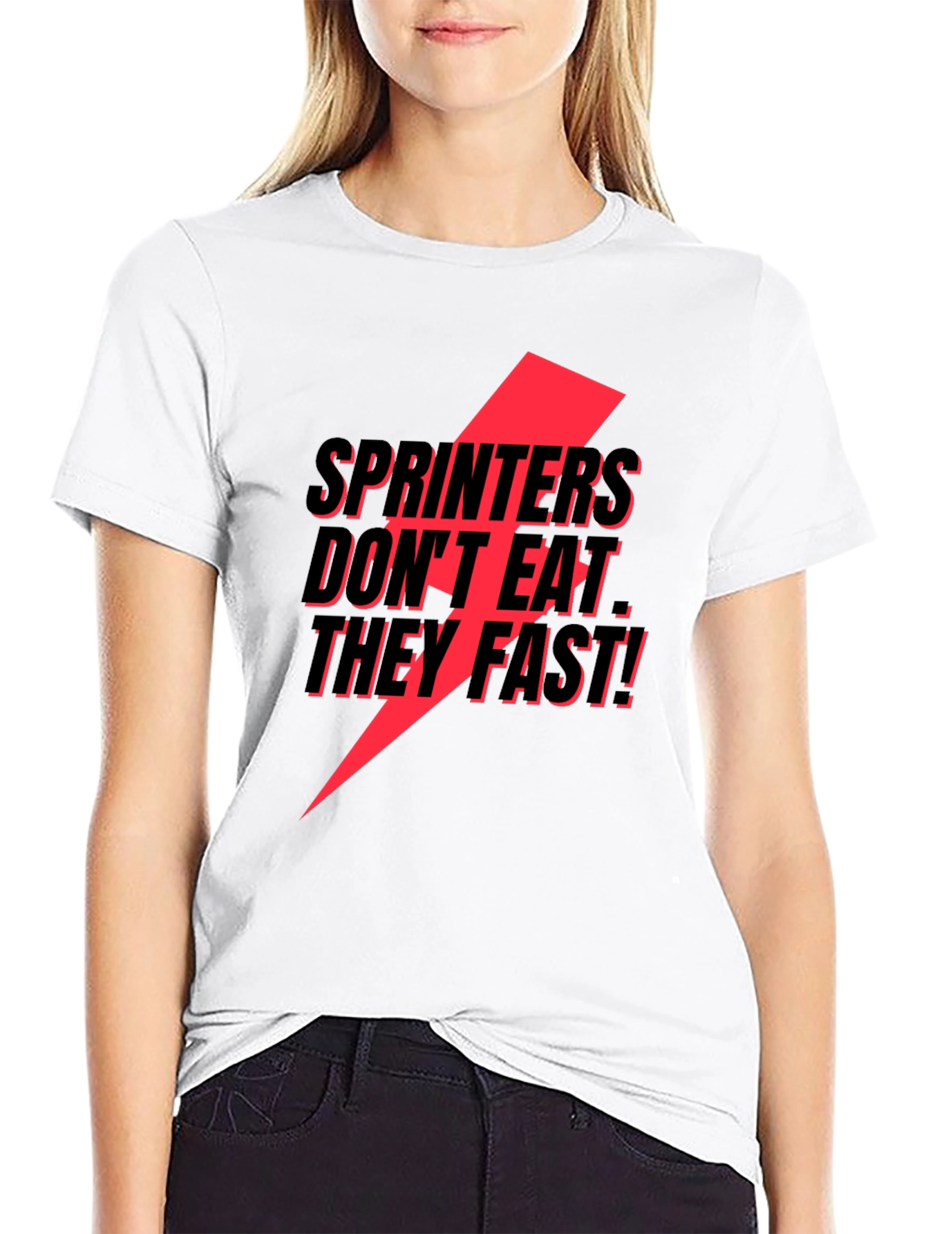 Black Sprinters Don't Eat, They Fast! T-Shirt view 9