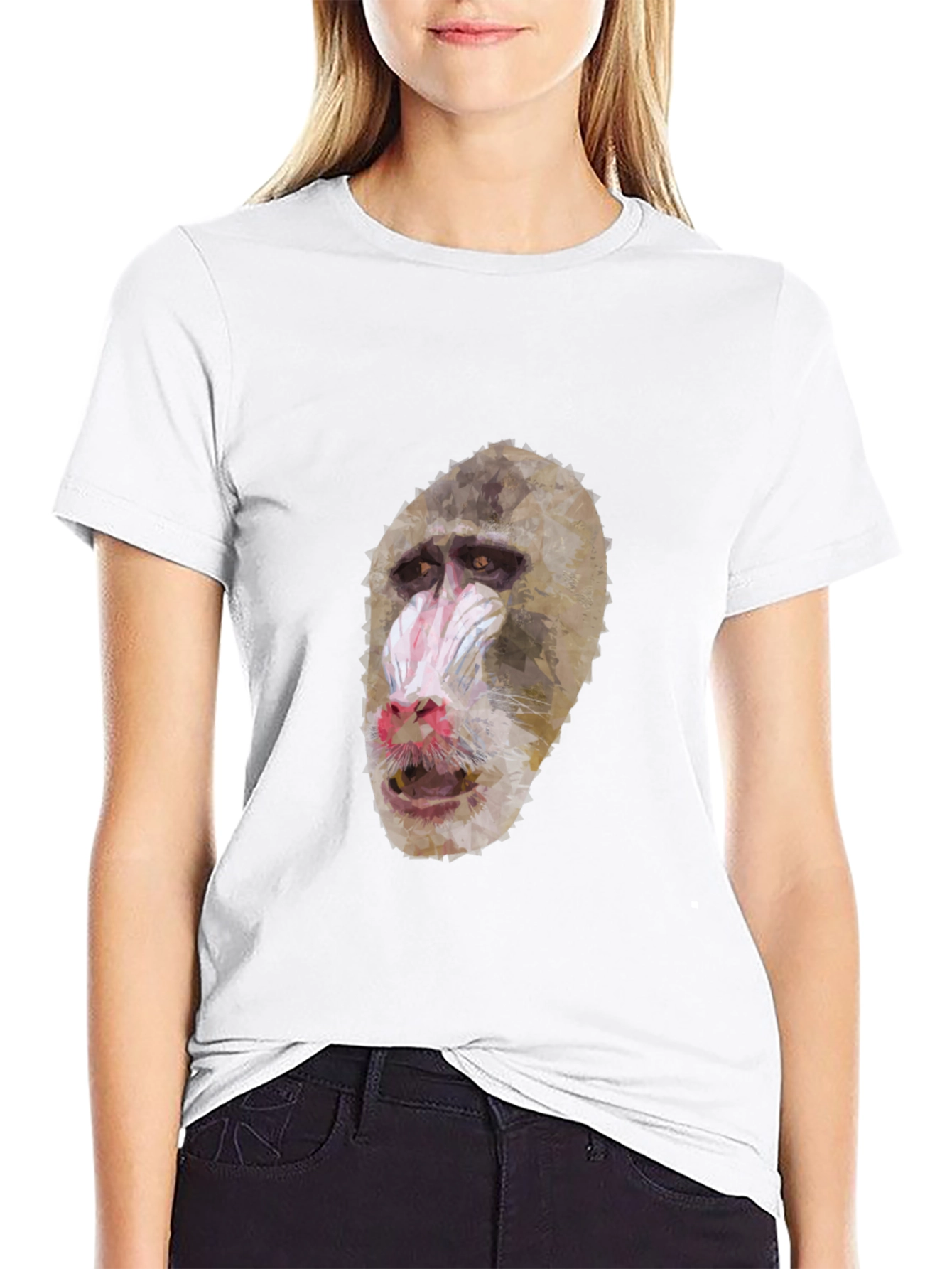 Black Mandrill Monkey Graphic T-Shirt - Unique Animal Tee view 9