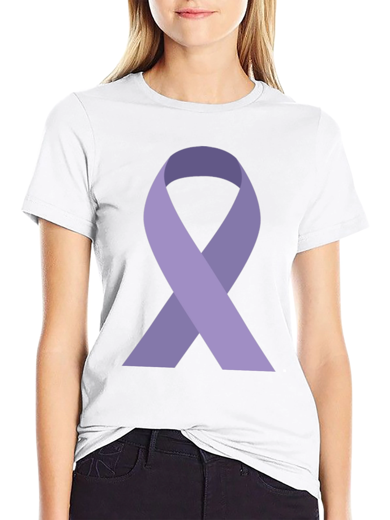 Black Purple Ribbon Awareness Graphic Tee - Unisex view 9