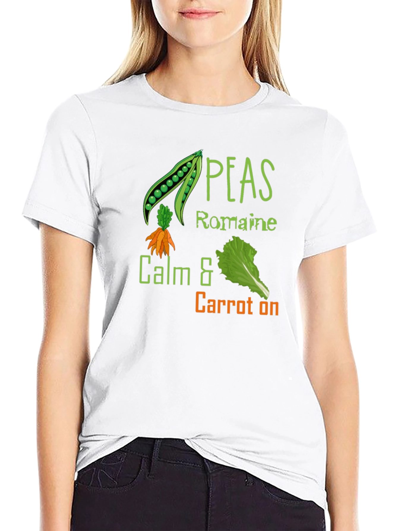 Black Peas Romaine Calm & Carrot On Black T-Shirt view 9