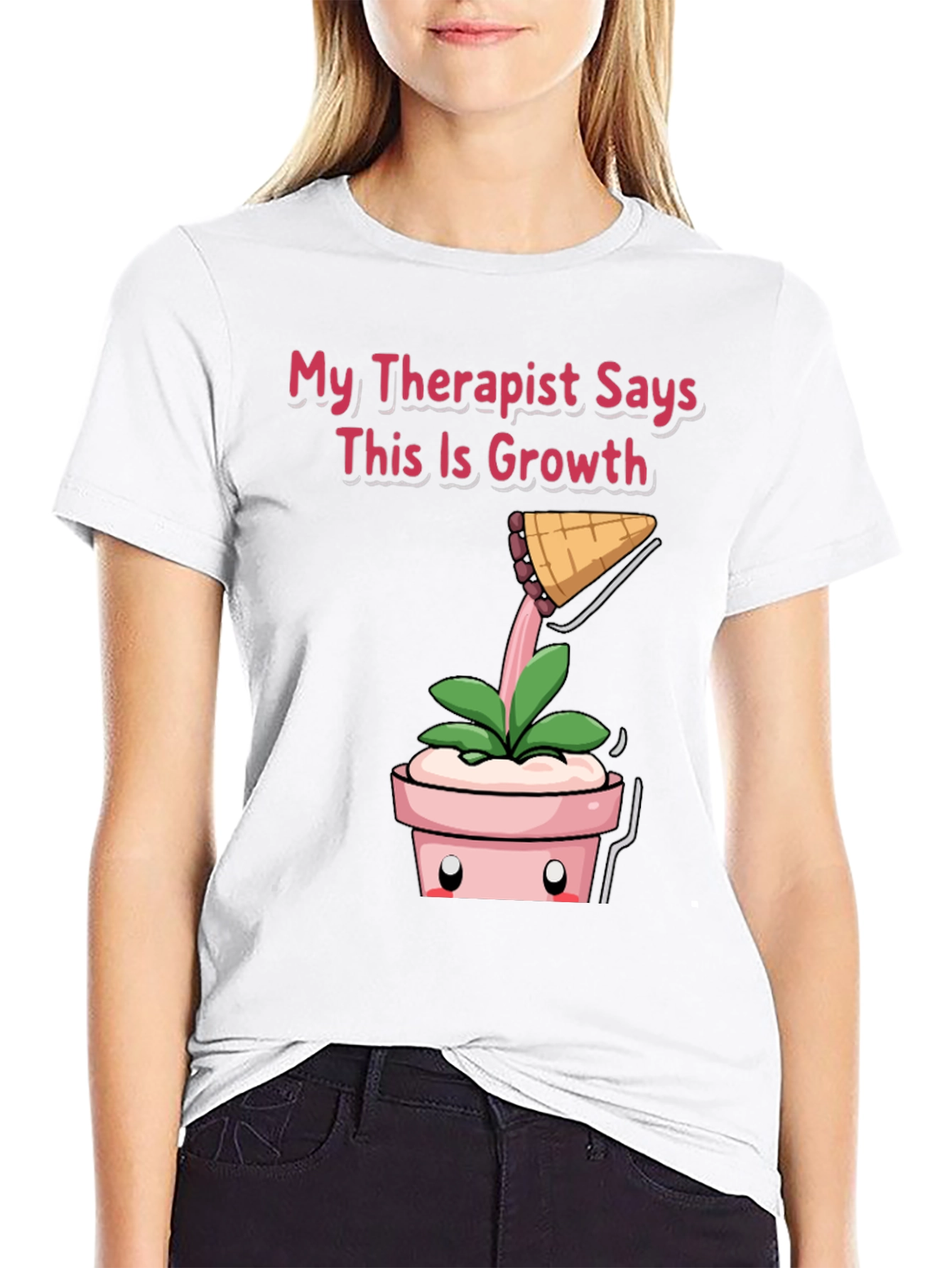 Black Therapist Says Growth T-Shirt: Funny Plant Tee view 9