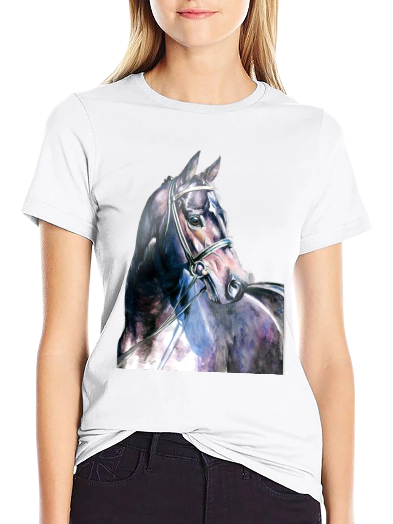 Black Horse Portrait Black T-Shirt view 9