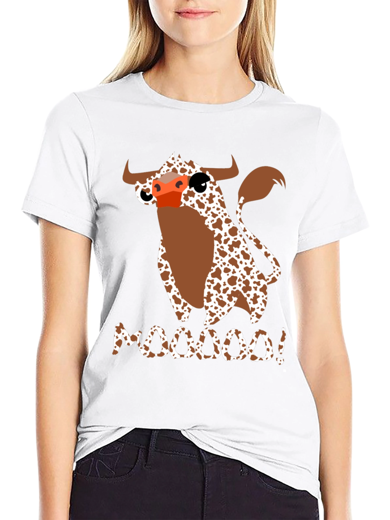 Black Moooooo! Cow Graphic Print T-Shirt view 9