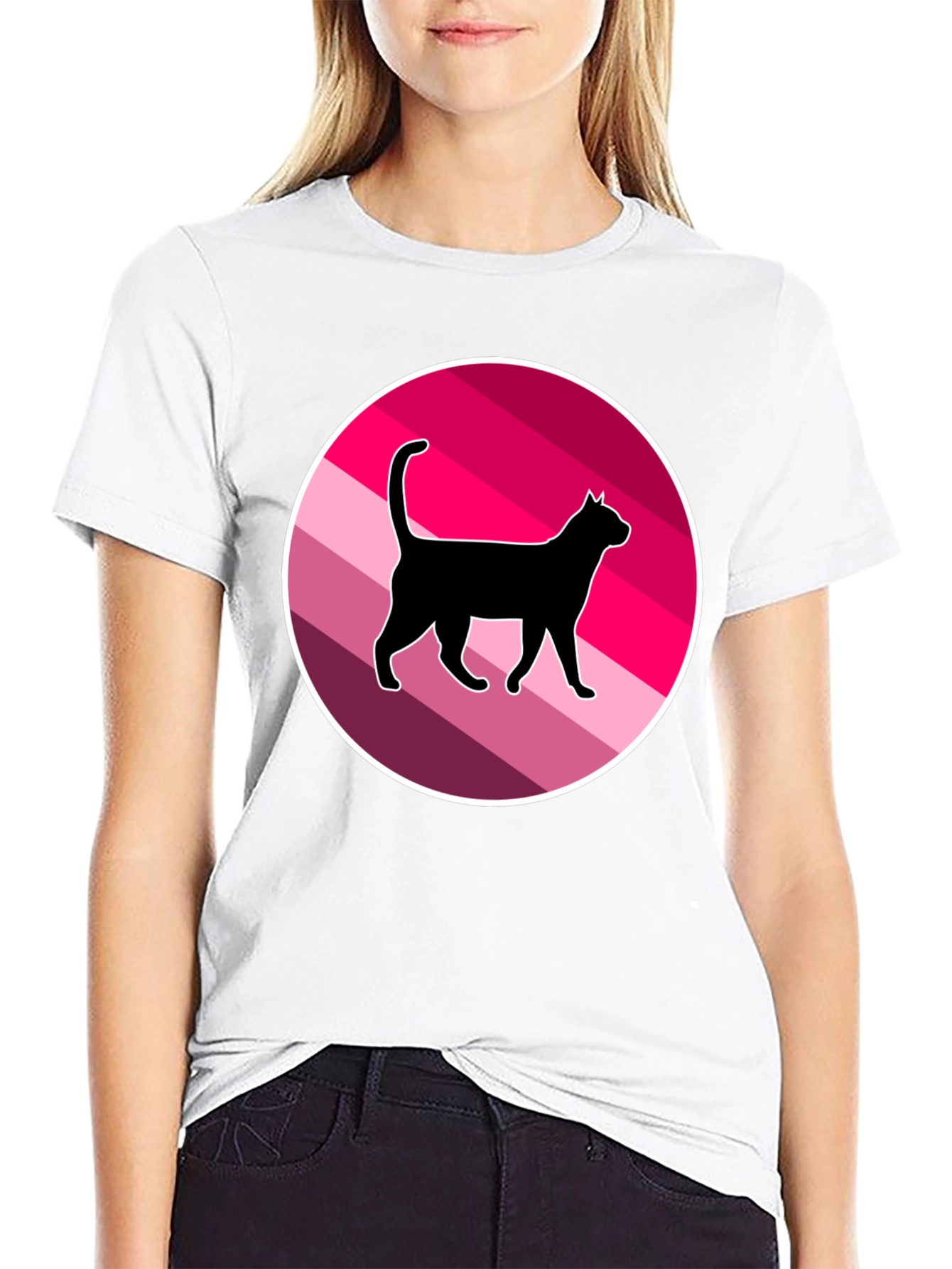 Black Cool Cat Graphic T-Shirt - Retro Style view 9
