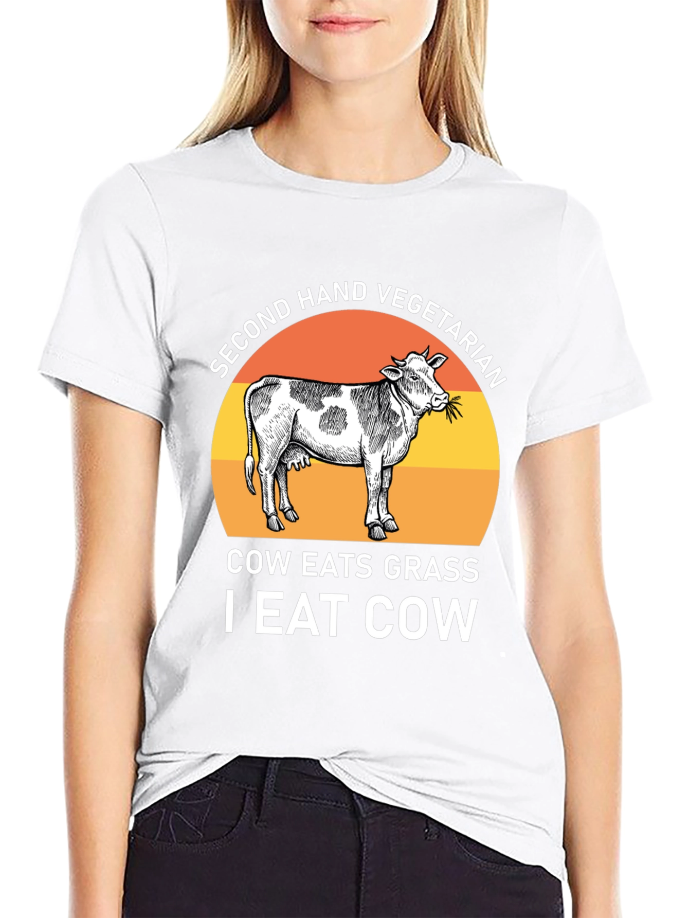 Black Second Hand Vegetarian Cow Graphic Tee view 9