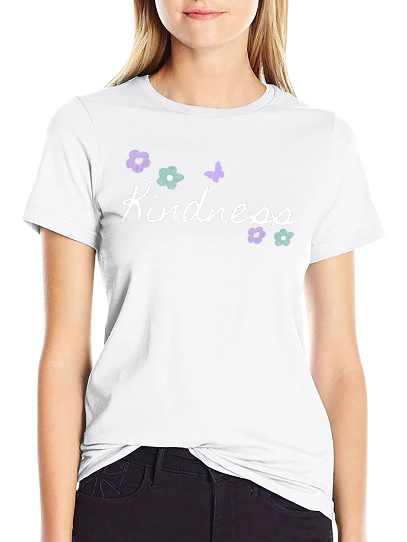 Black Kindness Graphic Tee - Cute Floral Butterfly Shirt view 9