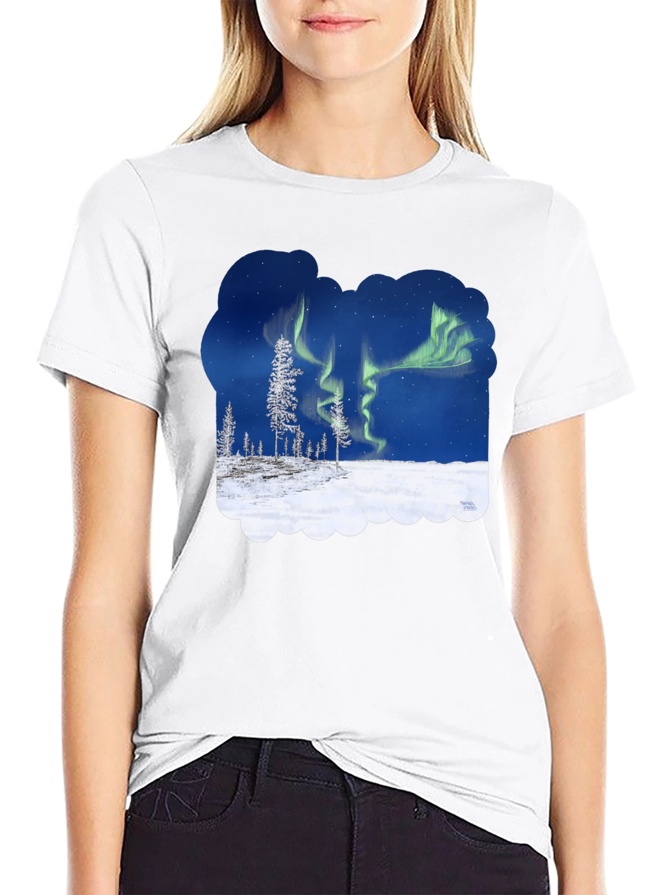 Black Aurora Borealis Graphic T-Shirt - Northern Lights Tee view 9
