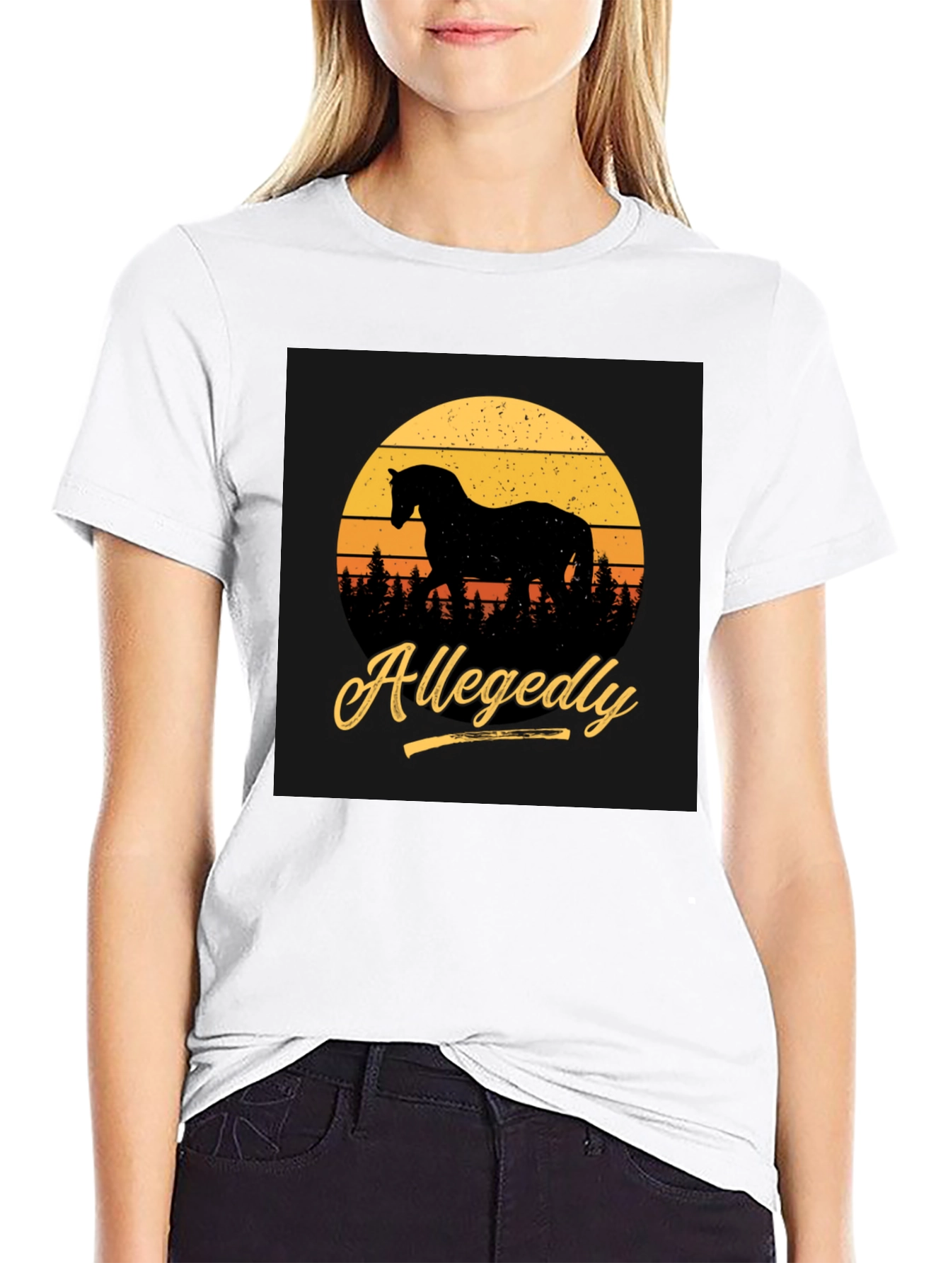 Black Allegedly Horse Silhouette Graphic Tee view 9