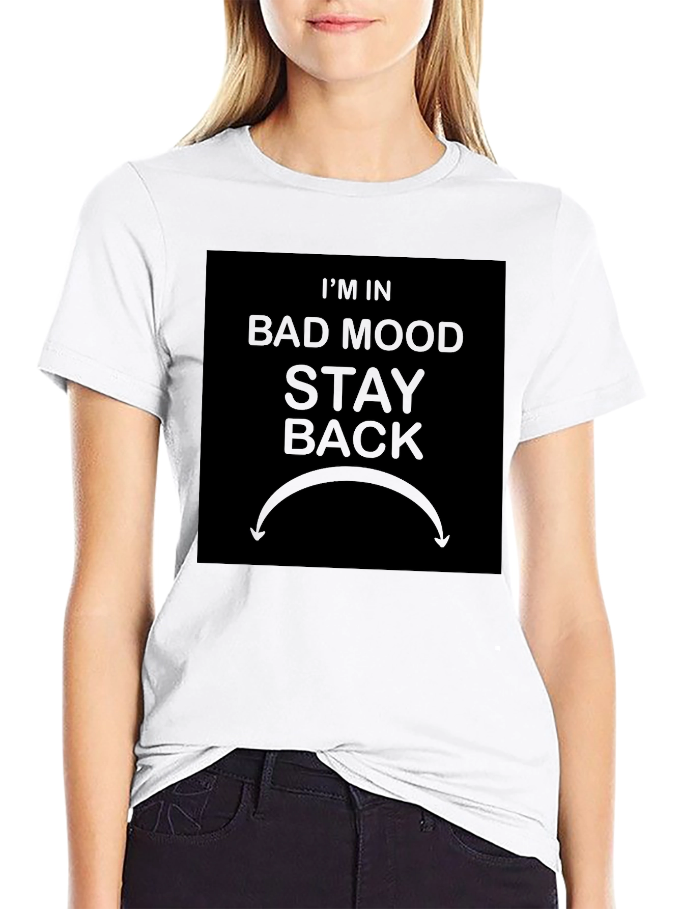 Black Bad Mood Stay Back Graphic T-Shirt - Funny Warning Tee view 9