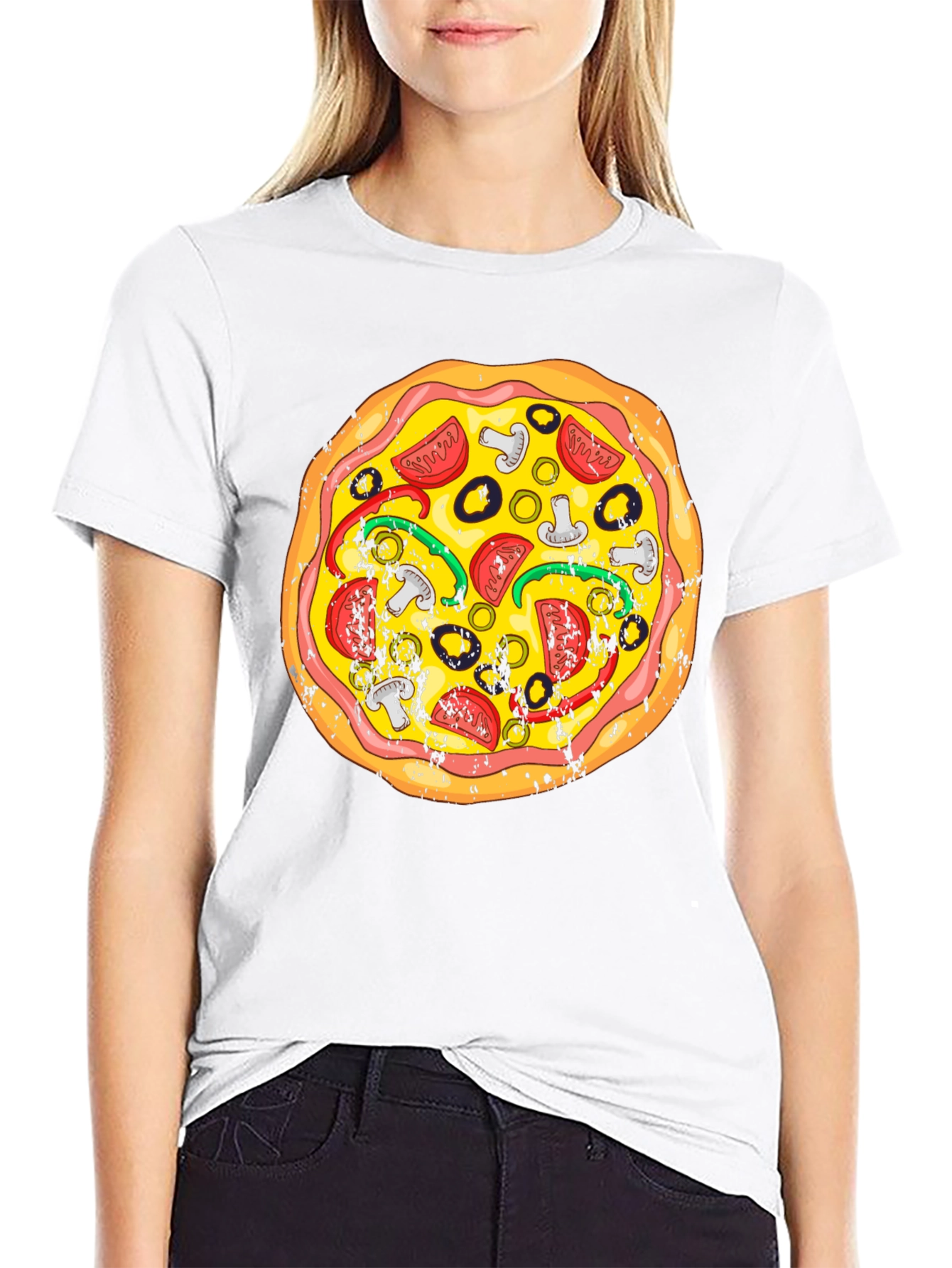 Black Pizza Graphic Tee - Fun Food T-Shirt view 9