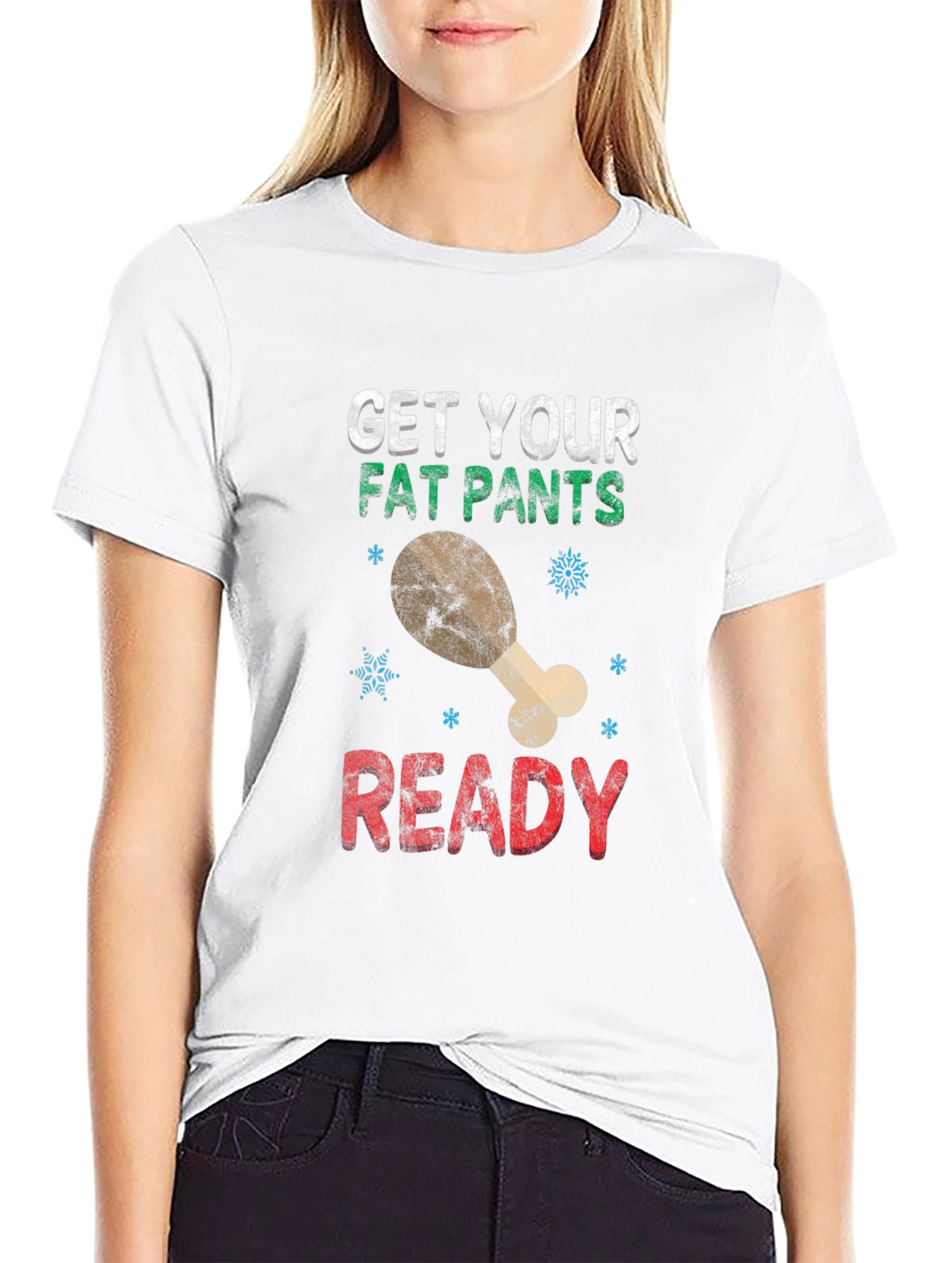 Black Get Your Fat Pants Ready Holiday T-Shirt view 9