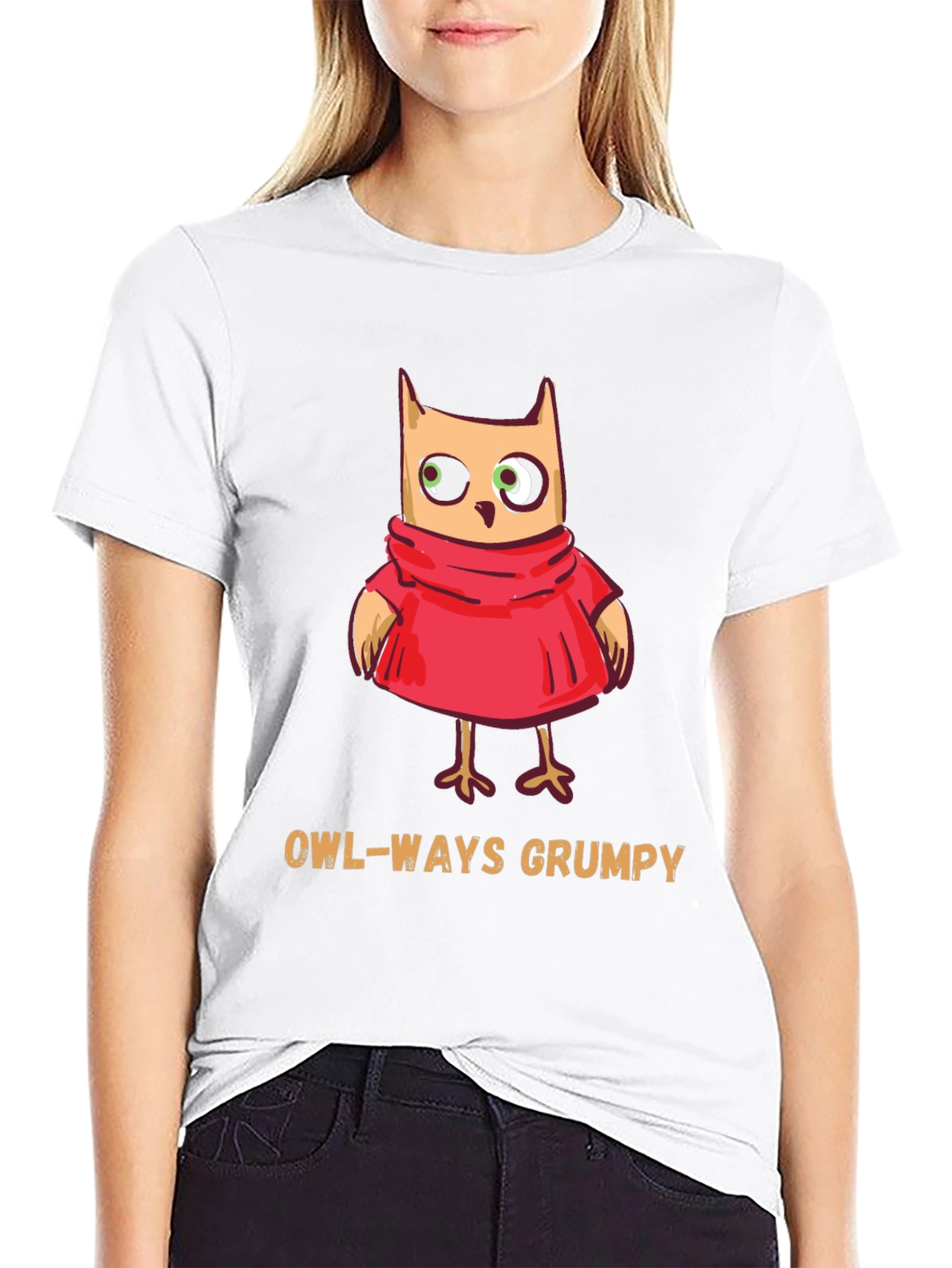 Black Owl-Ways Grumpy T-Shirt - Funny Cartoon Owl Tee view 9