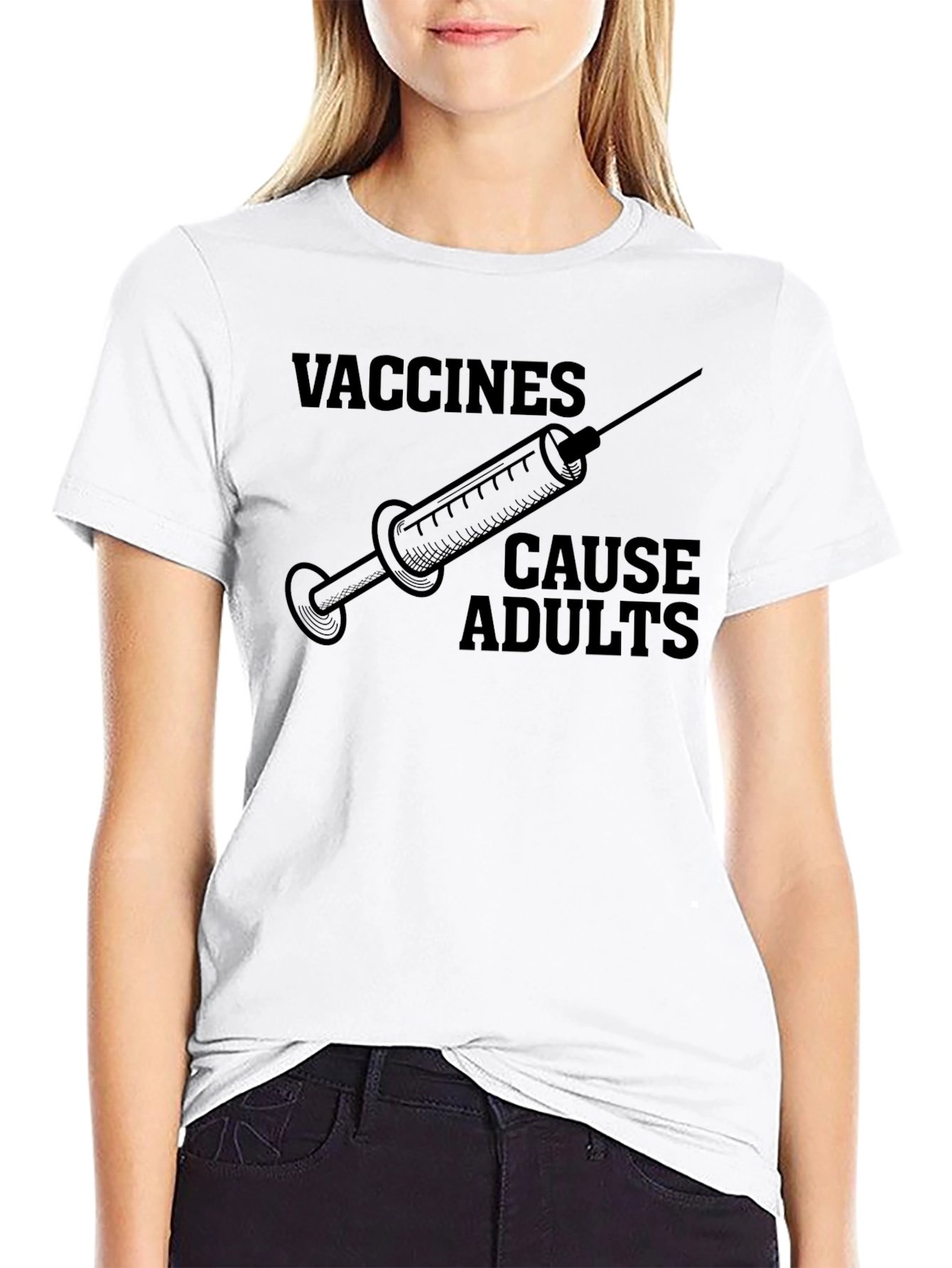 Black Vaccines Cause Adults Graphic Tee view 9