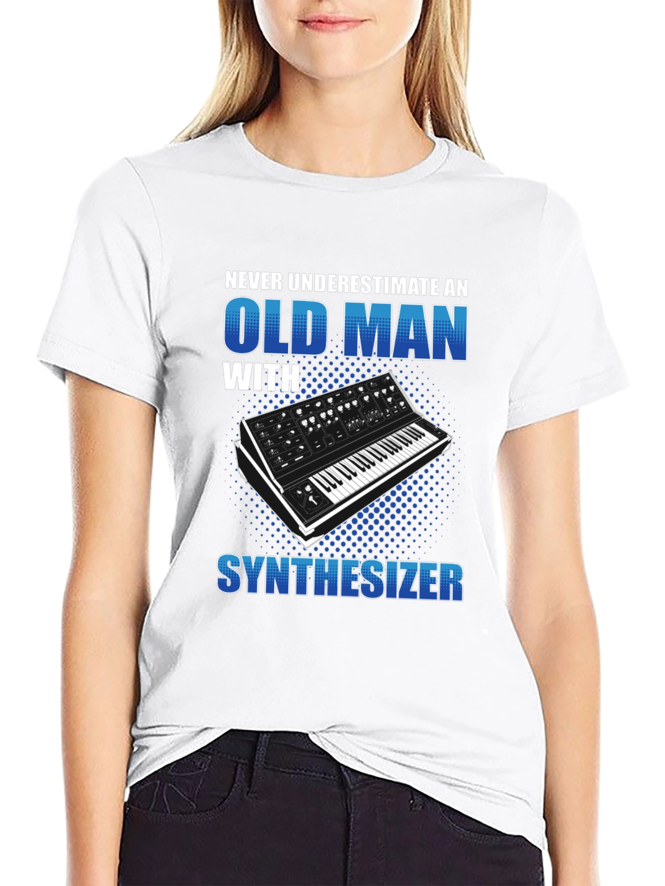 Black Old Man Synthesizer T-Shirt - Music Lover Gift view 9