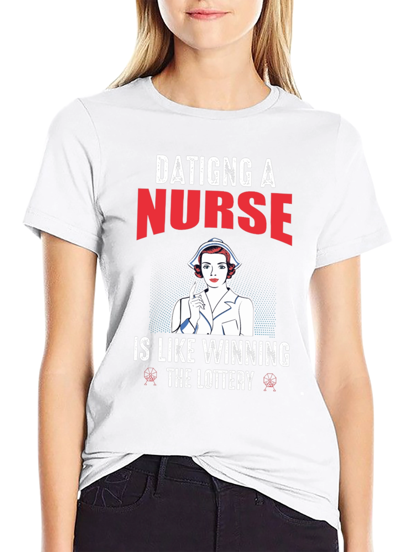 Black Dating a Nurse T-Shirt view 9