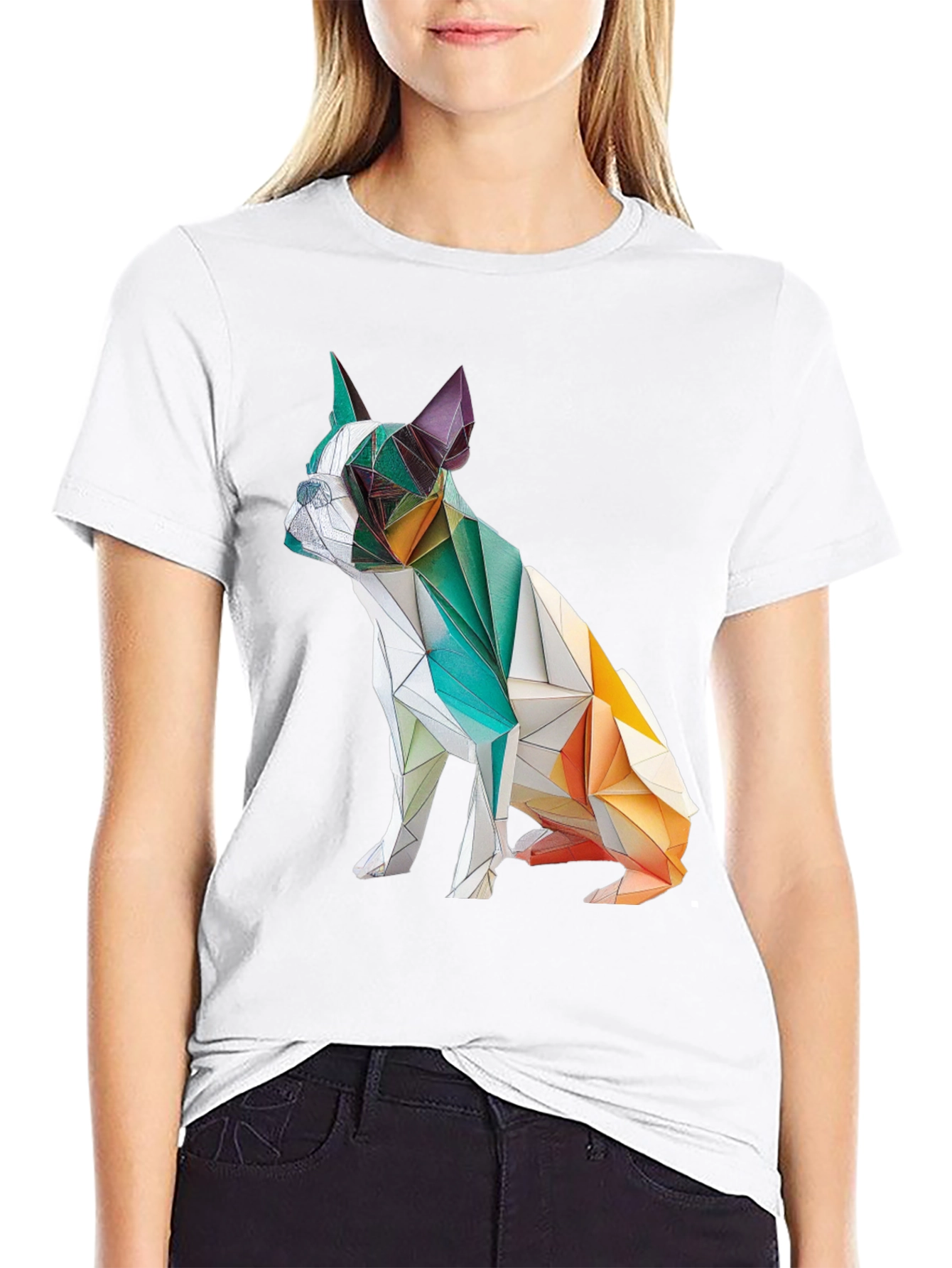 Black Geometric Dog Graphic Tee - Modern Art Shirt view 9