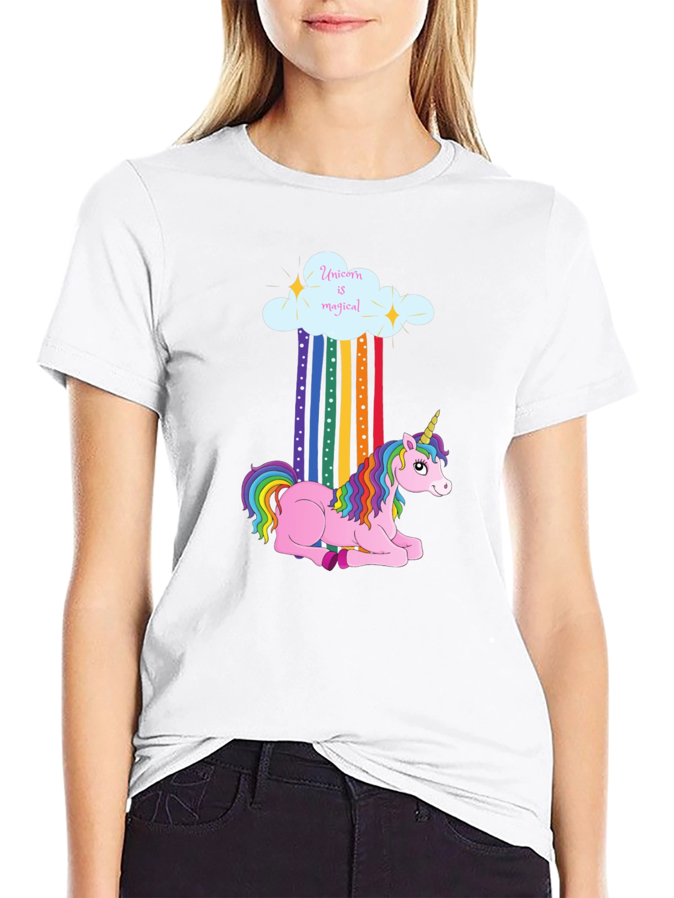 Black Magical Unicorn Cloud T-Shirt view 9