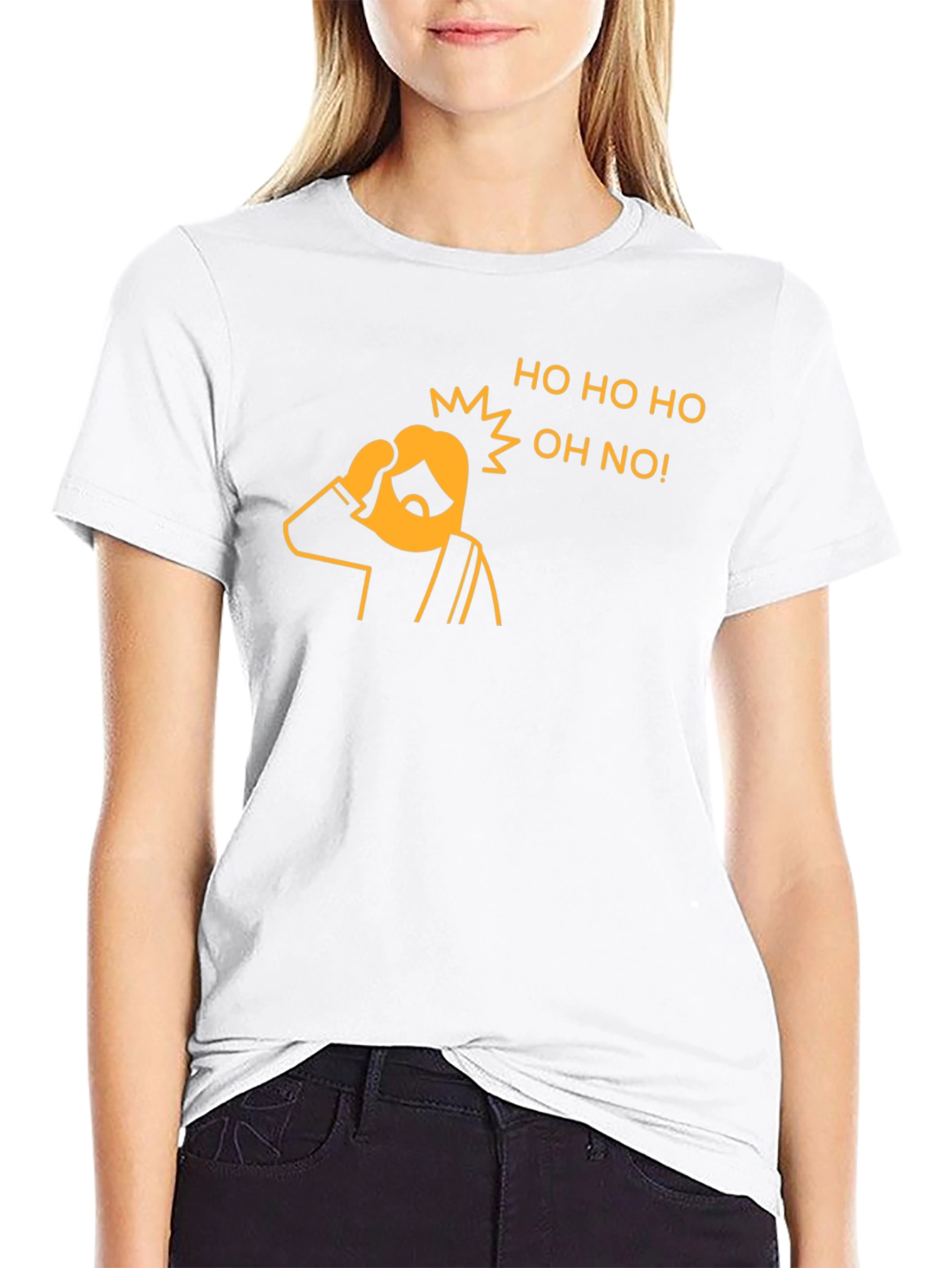 Black Funny Christmas 'Ho Ho Ho Oh No' Graphic T-Shirt view 9