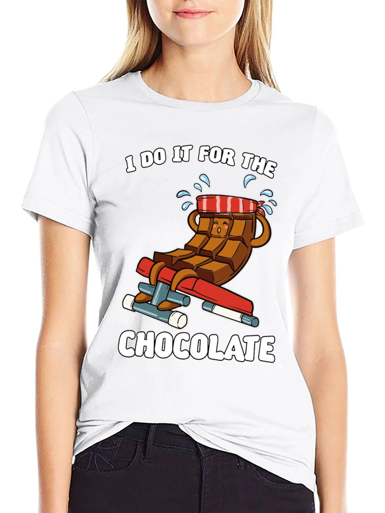 Black Chocolate Gym Workout T-Shirt - "I Do It For The Chocolate" view 9