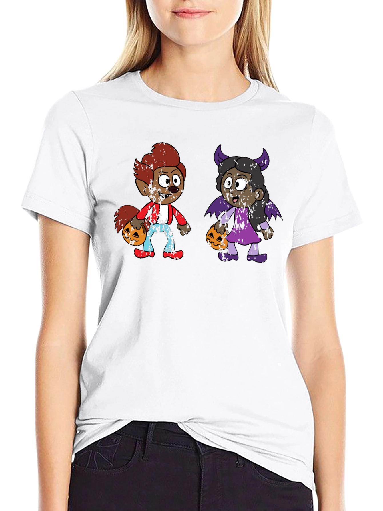 Black Halloween Kids Cartoon T-Shirt view 9