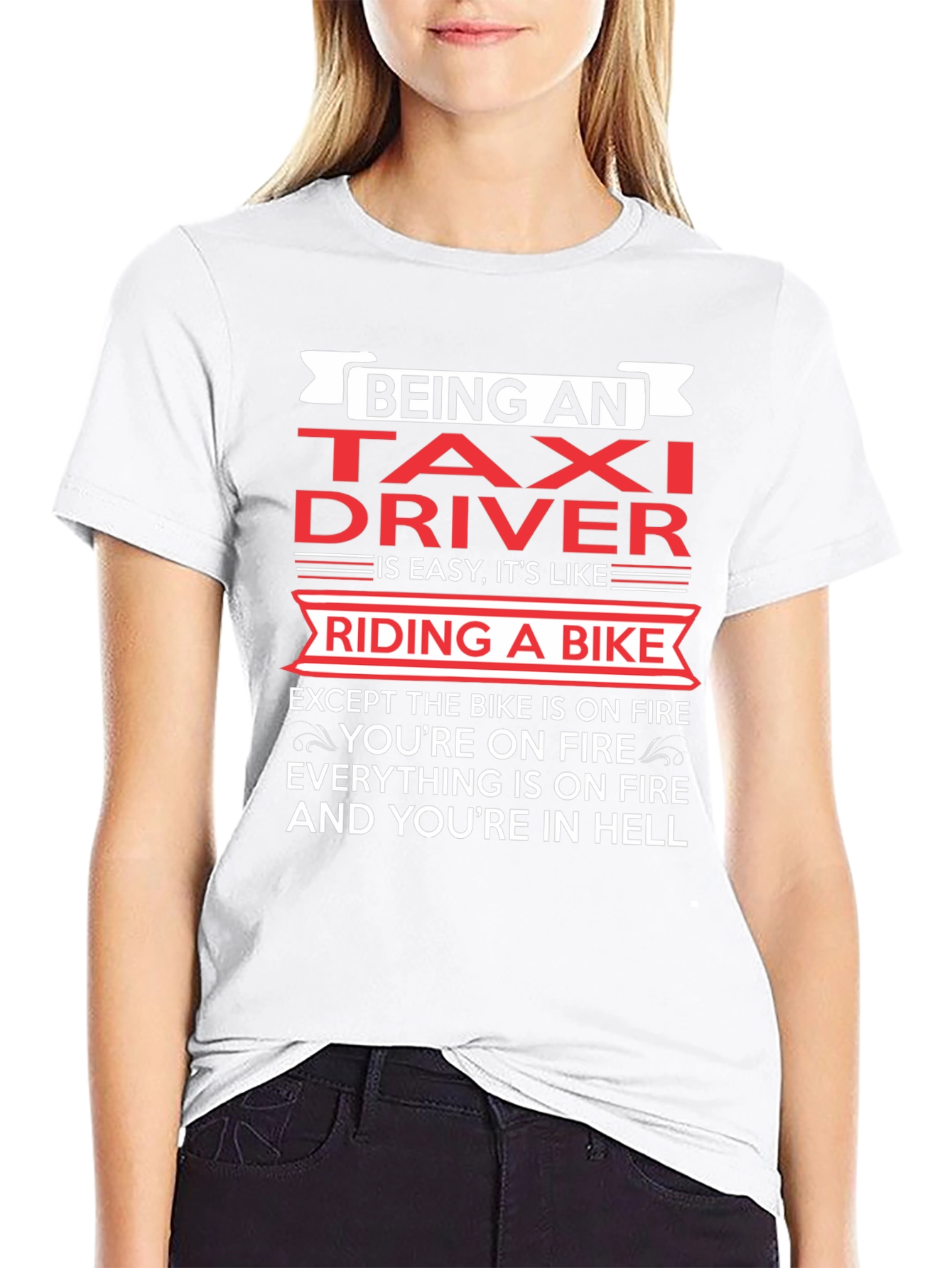 Black Taxi Driver Funny T-Shirt - Riding A Bike in Hell view 9
