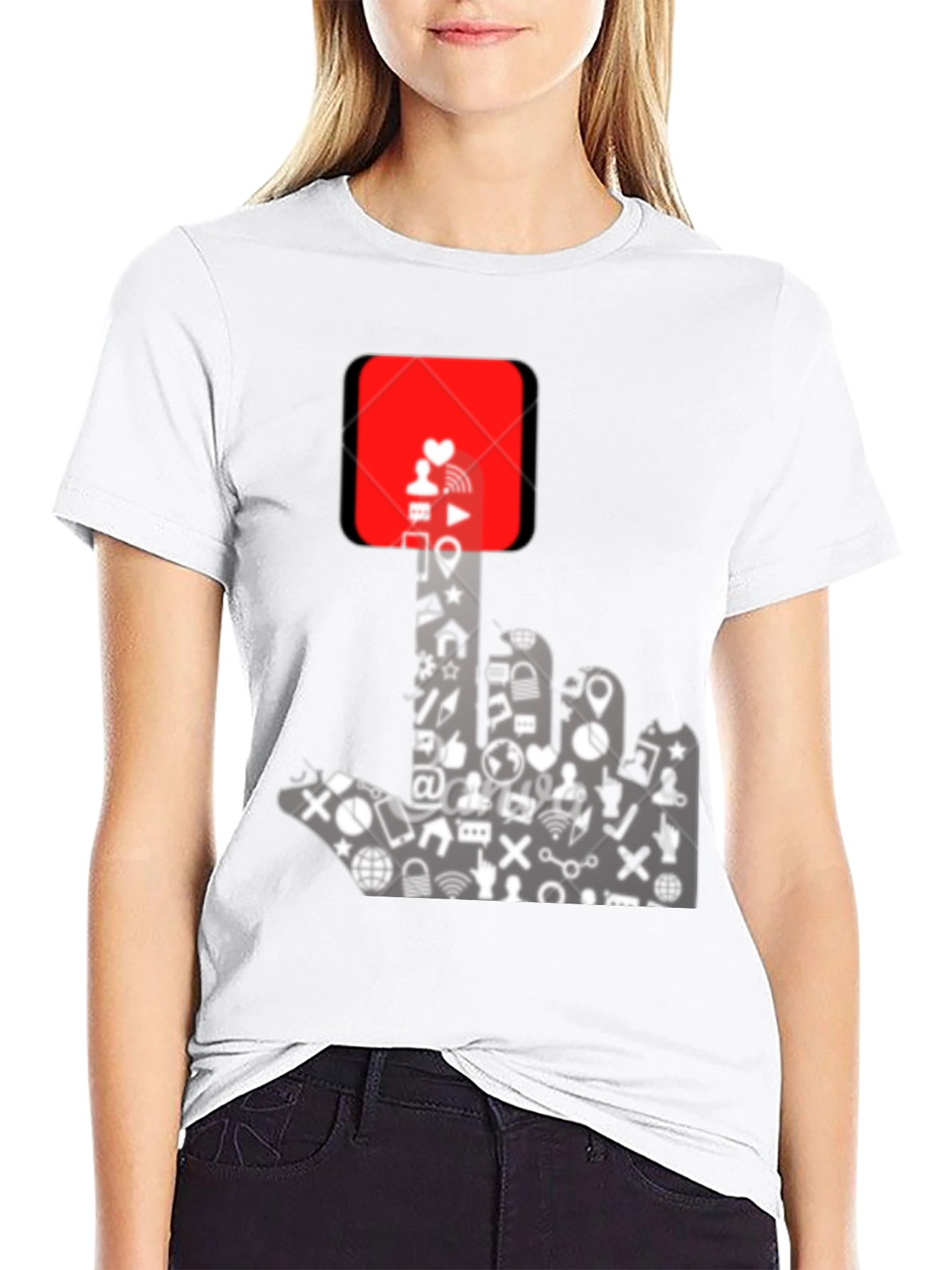 Social Media Hand Gesture Graphic T-Shirt - 9