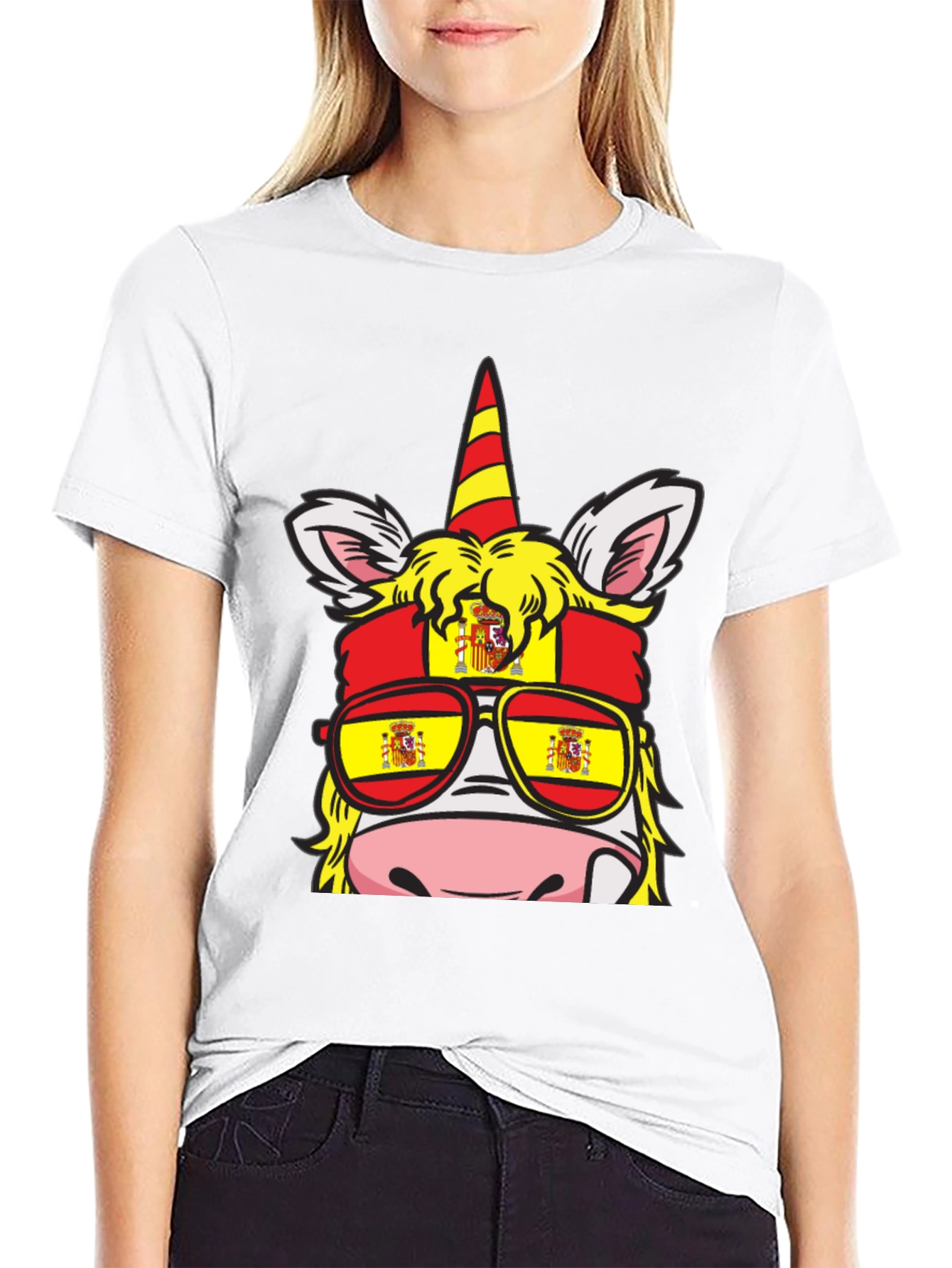 Black Spain Flag Unicorn T-Shirt view 9