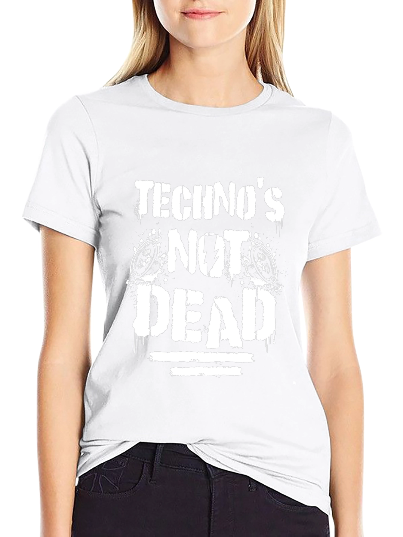 Black Techno's Not Dead Graphic Tee - Black view 9