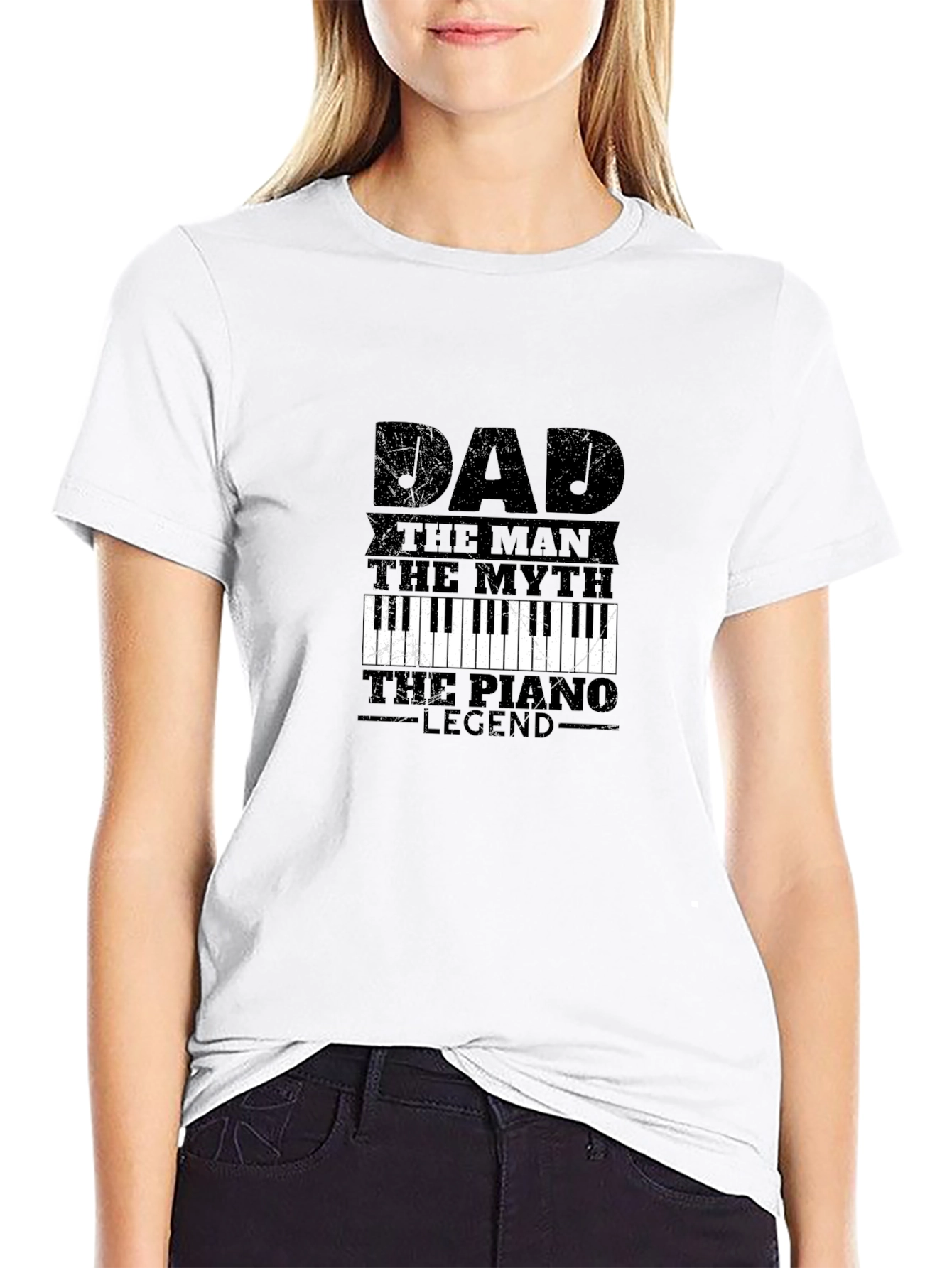 Black Dad Piano Legend T-Shirt - Father's Day view 9