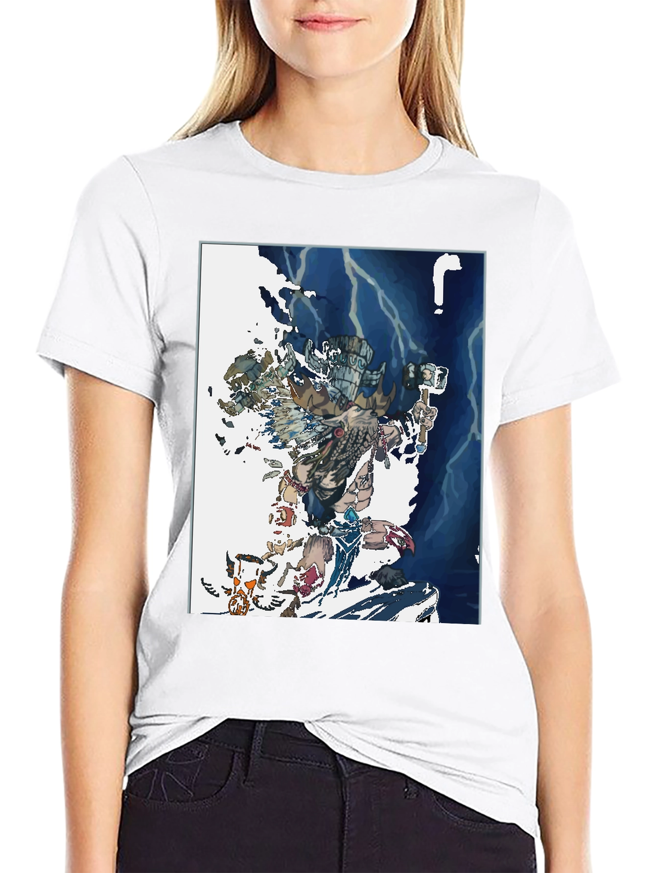 Black Aztec Warrior Graphic T-Shirt - Black Cotton Tee view 9