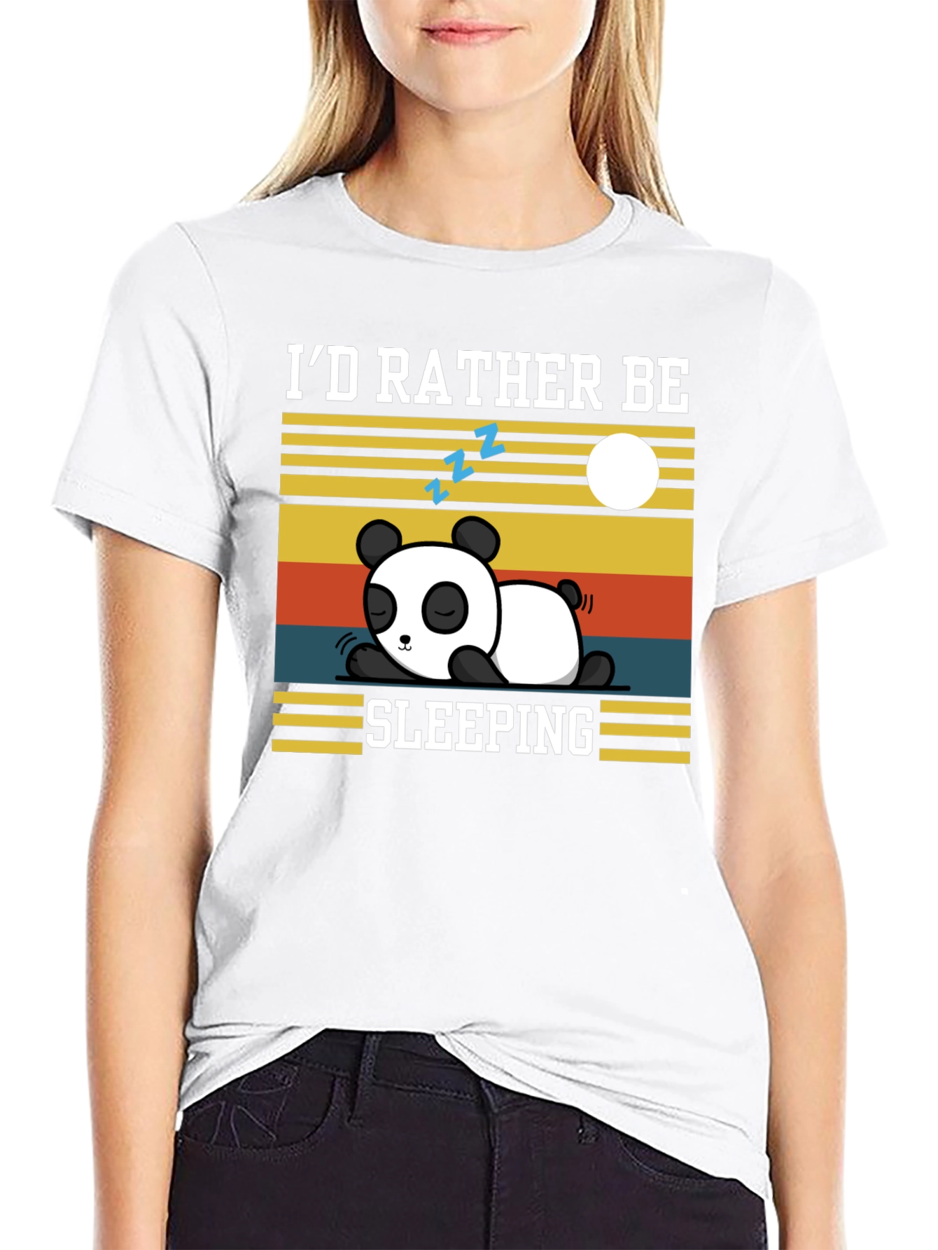 Black I'd Rather Be Sleeping Panda T-Shirt view 9