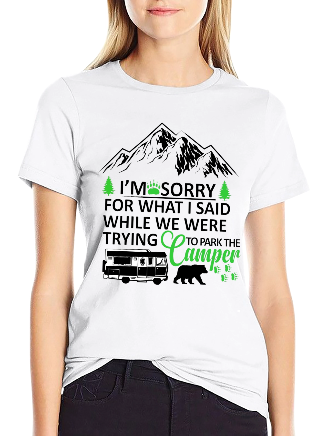 Black Camping Humor T-Shirt: I'm Sorry Camper view 9