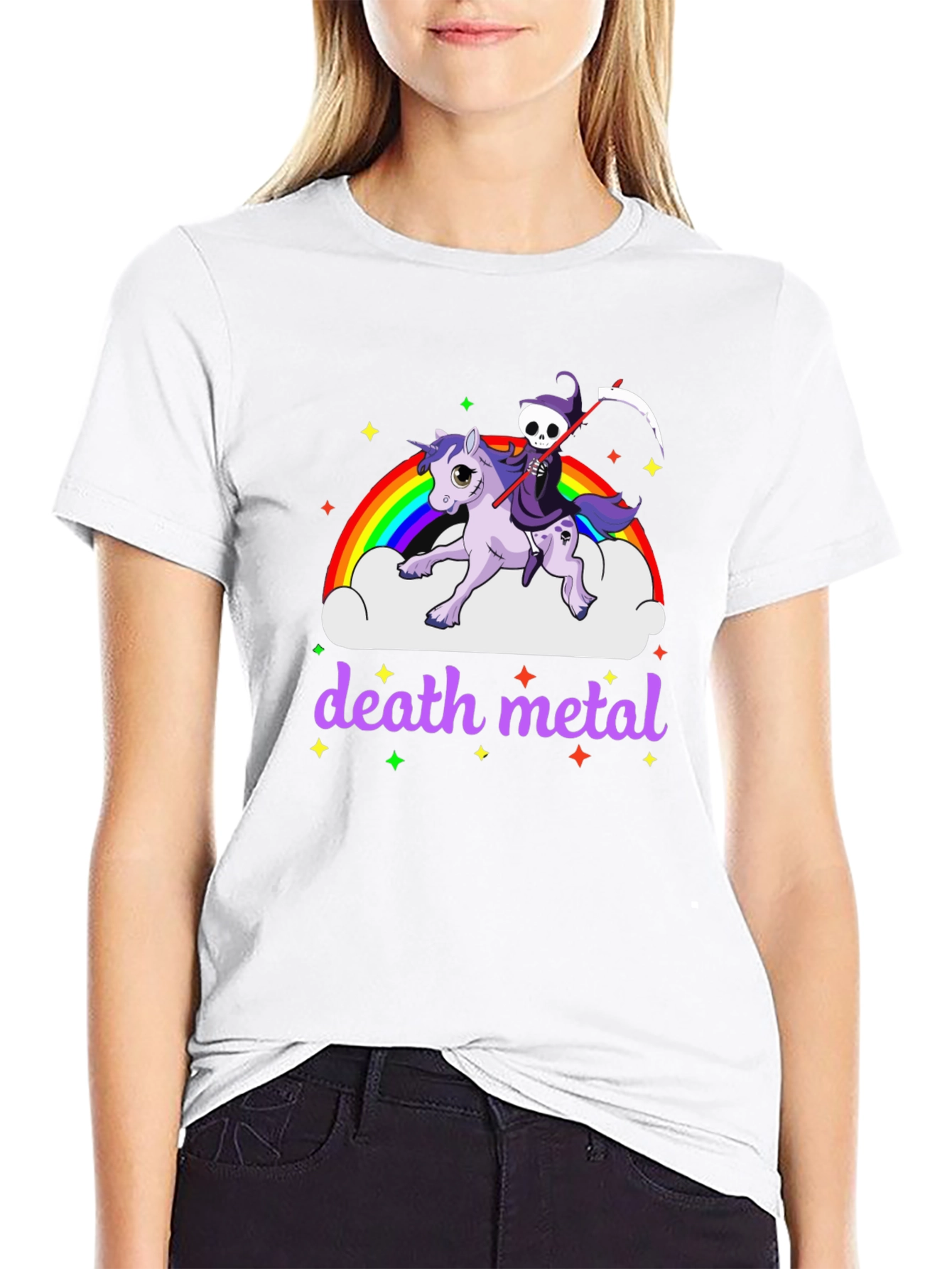 Black Death Metal Unicorn T-Shirt view 9