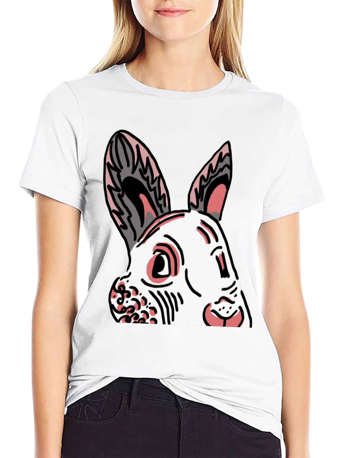 Black Bunny Graphic Tee - Black Cotton Blend Shirt view 9