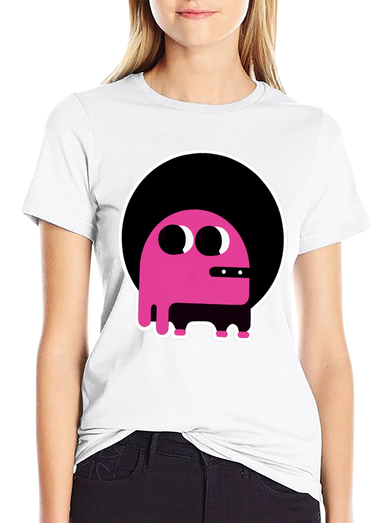 Black Funky Pink Monster Graphic T-Shirt view 9