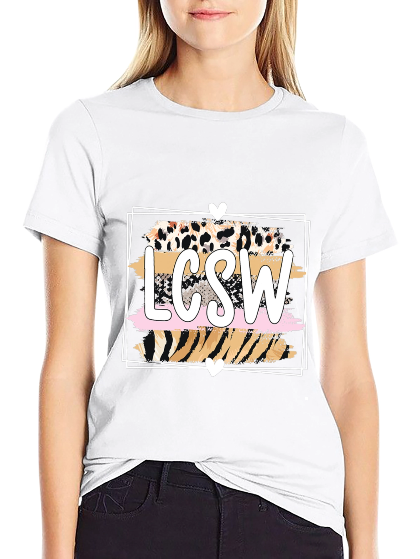 Black LCSW Leopard Print Graphic T-Shirt view 9