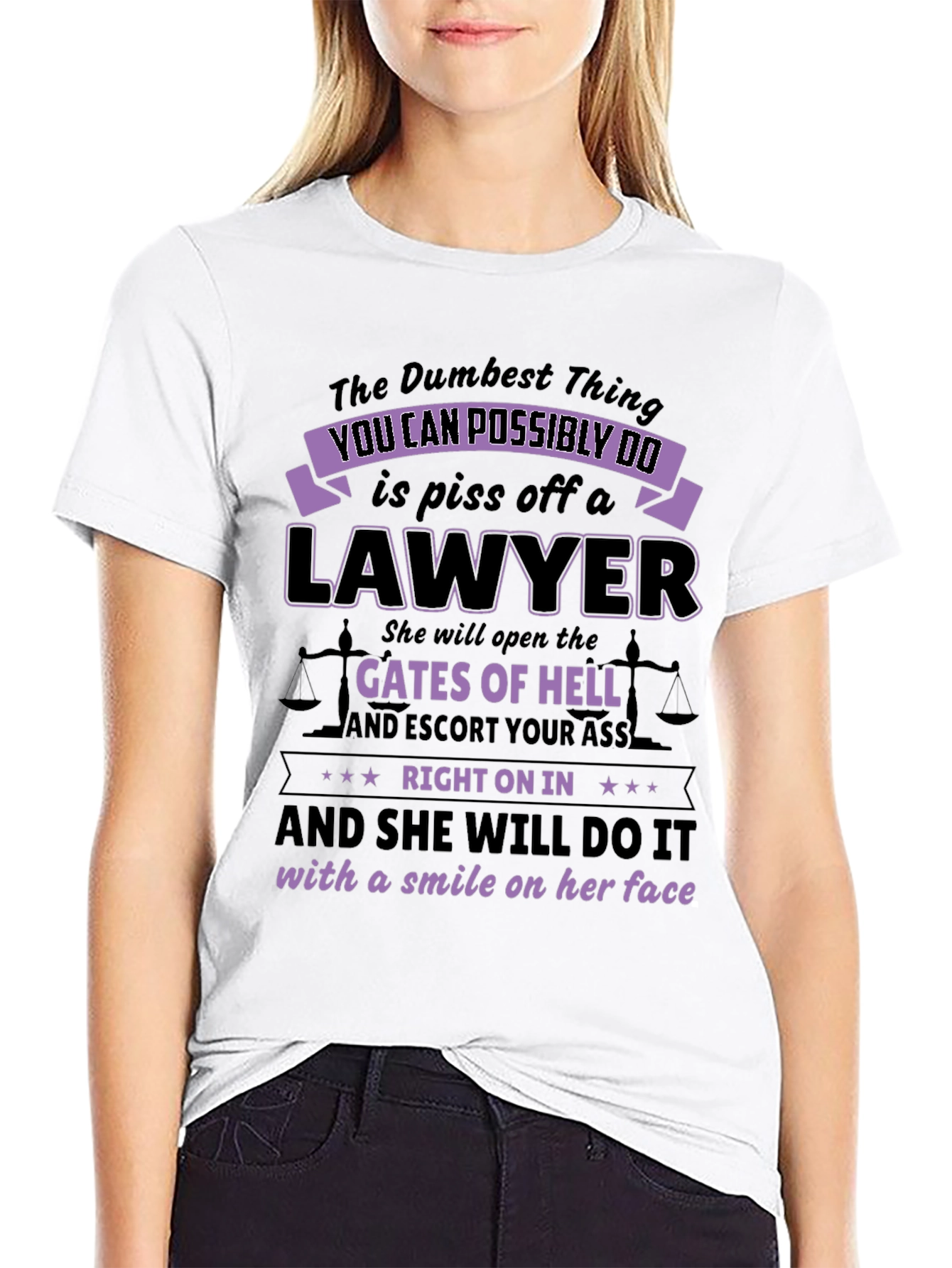 Black Piss Off a Lawyer Funny Graphic Tee view 9