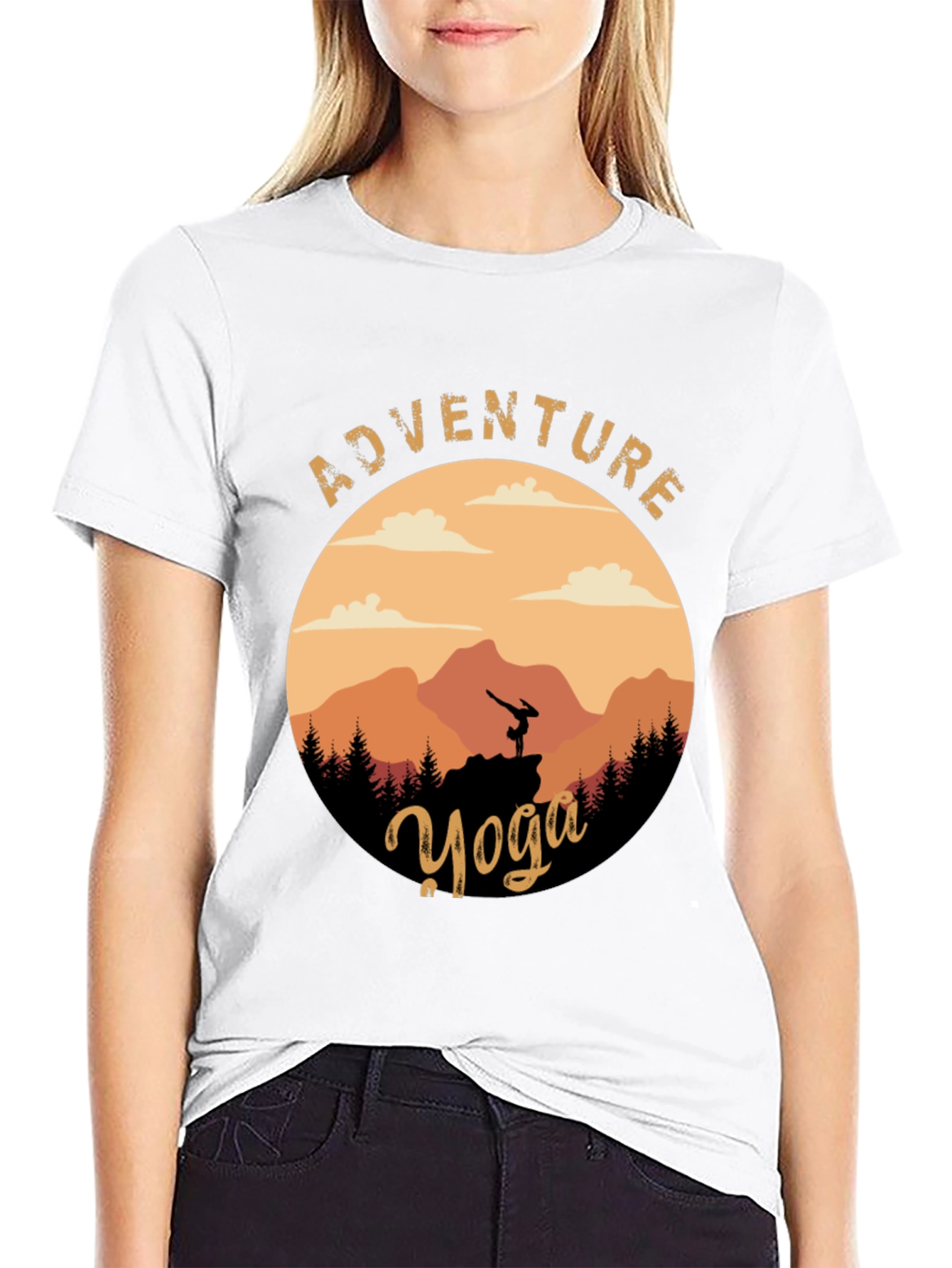 Black Adventure Yoga Graphic Tee - Nature & Fitness view 9