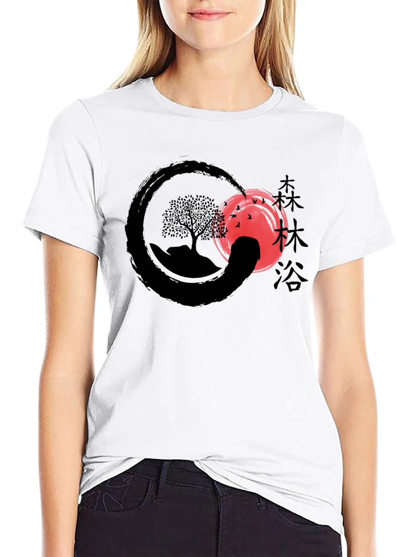 Black Enso Zen Tree Graphic T-Shirt view 9