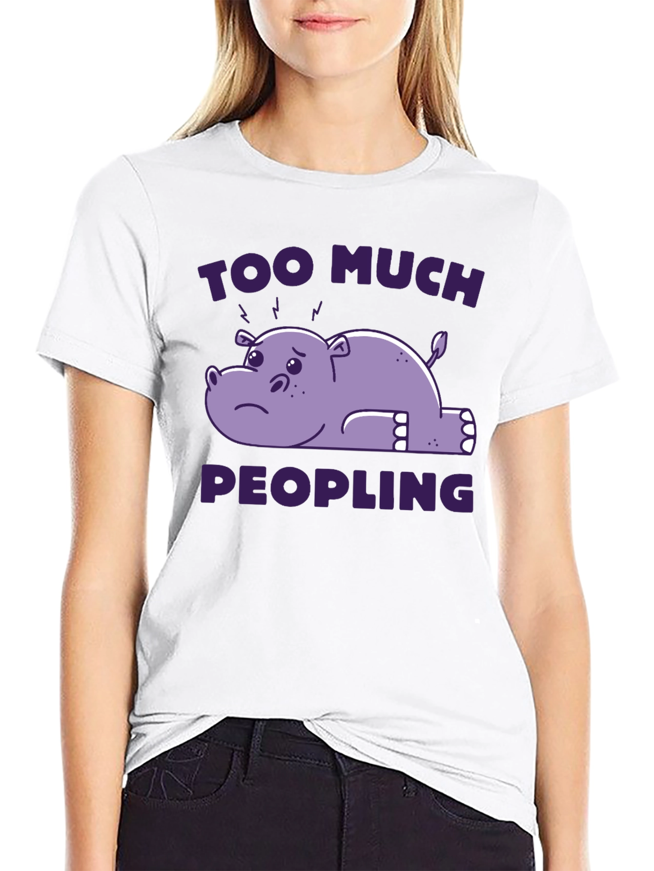Black Too Much Peopling T-Shirt - Introvert Humor Tee view 9