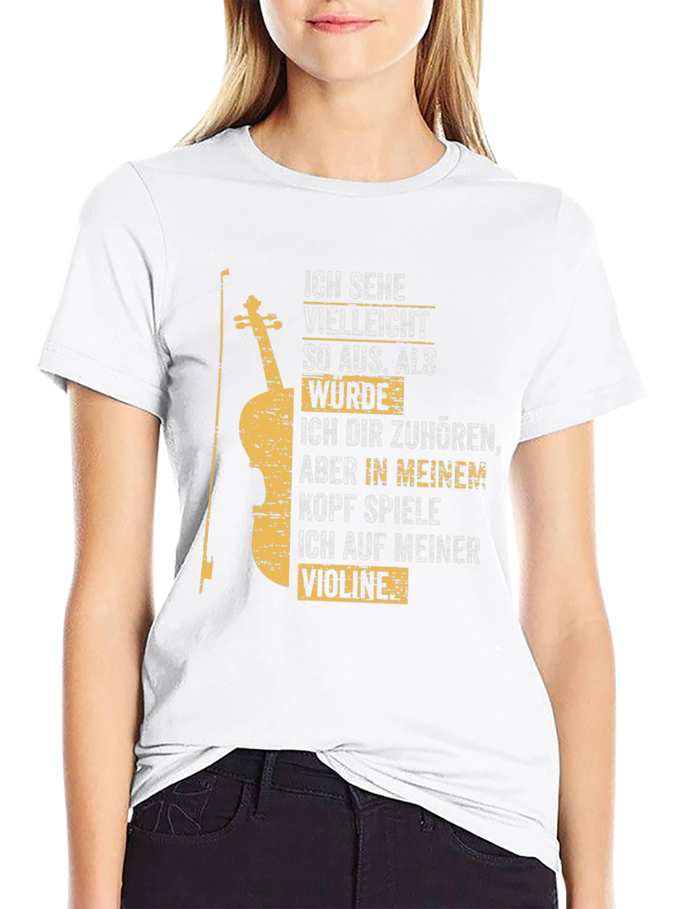 Black Violin Player T-Shirt - German Text view 9