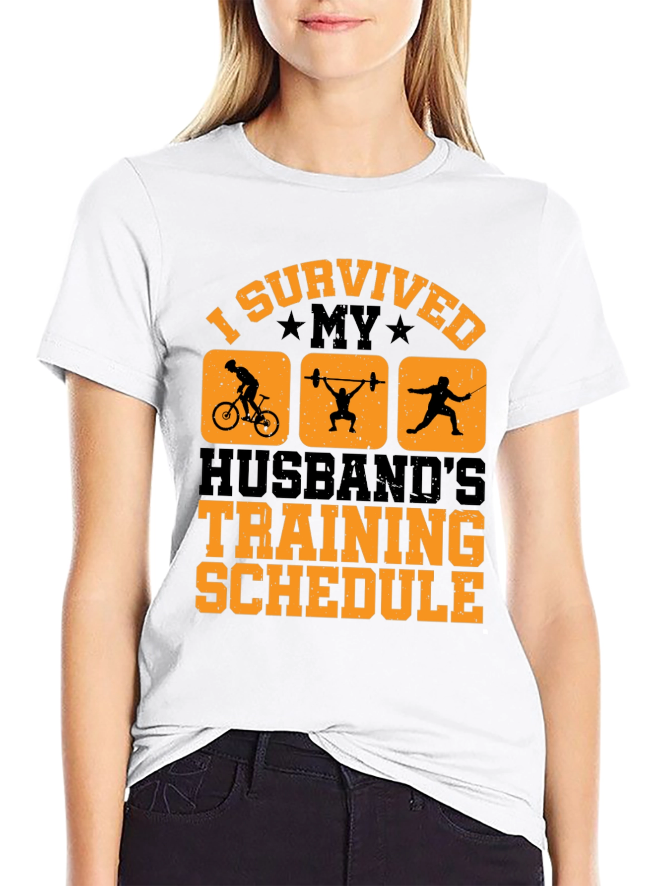 Black I Survived My Husband's Training Schedule T-Shirt view 9