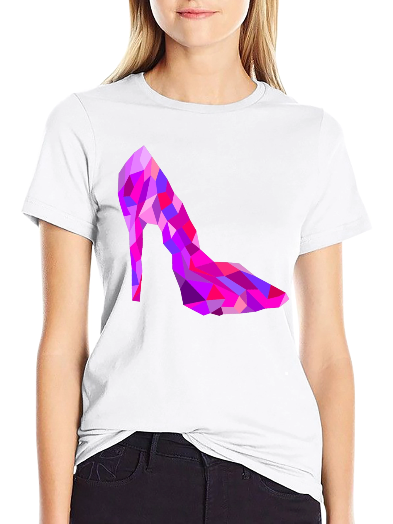 Black Geometric High Heel T-Shirt view 9