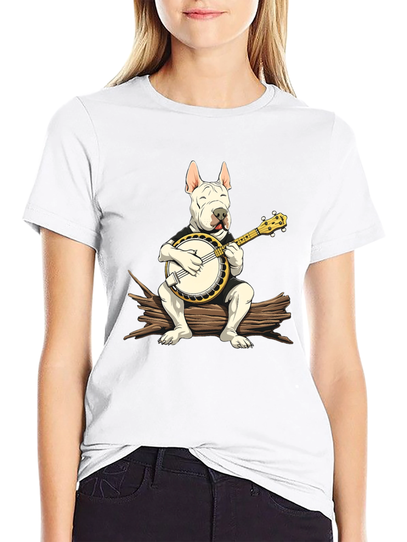 Black Dog Playing Banjo Graphic T-Shirt view 9